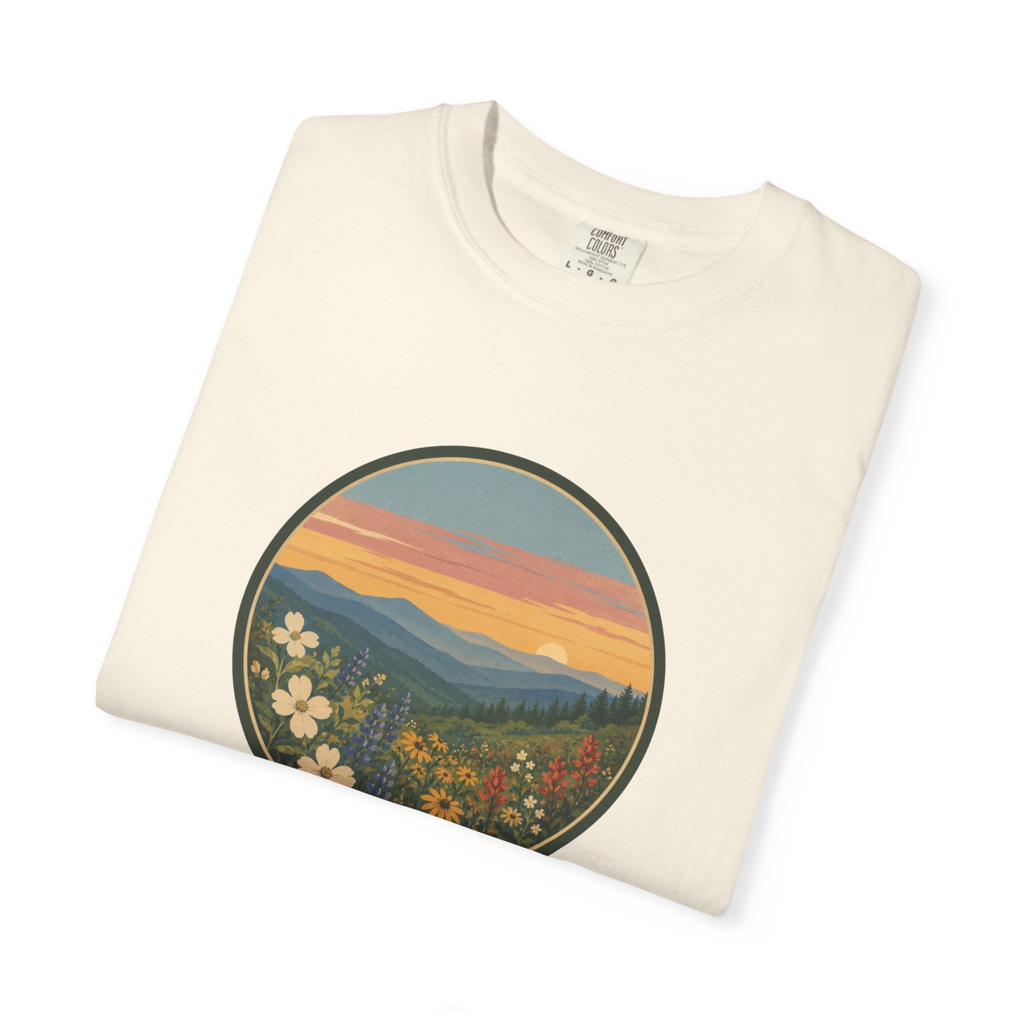 Scenic Sunset Mountain Wildflower T-Shirt