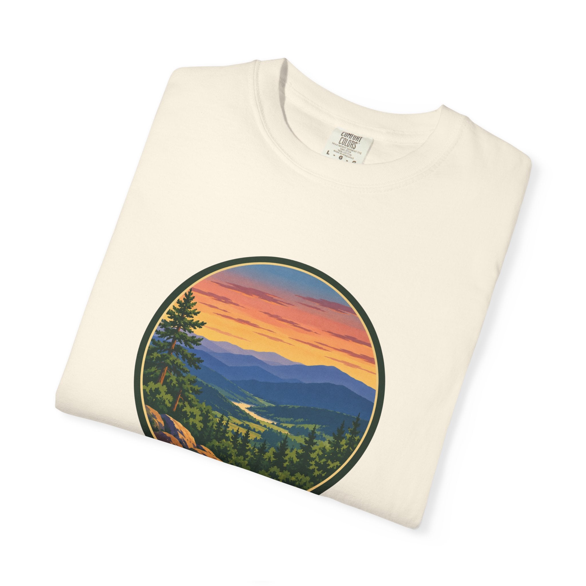 Retro Mountain Sunset T-Shirt — Scenic Blue Ridge Mountain Tee