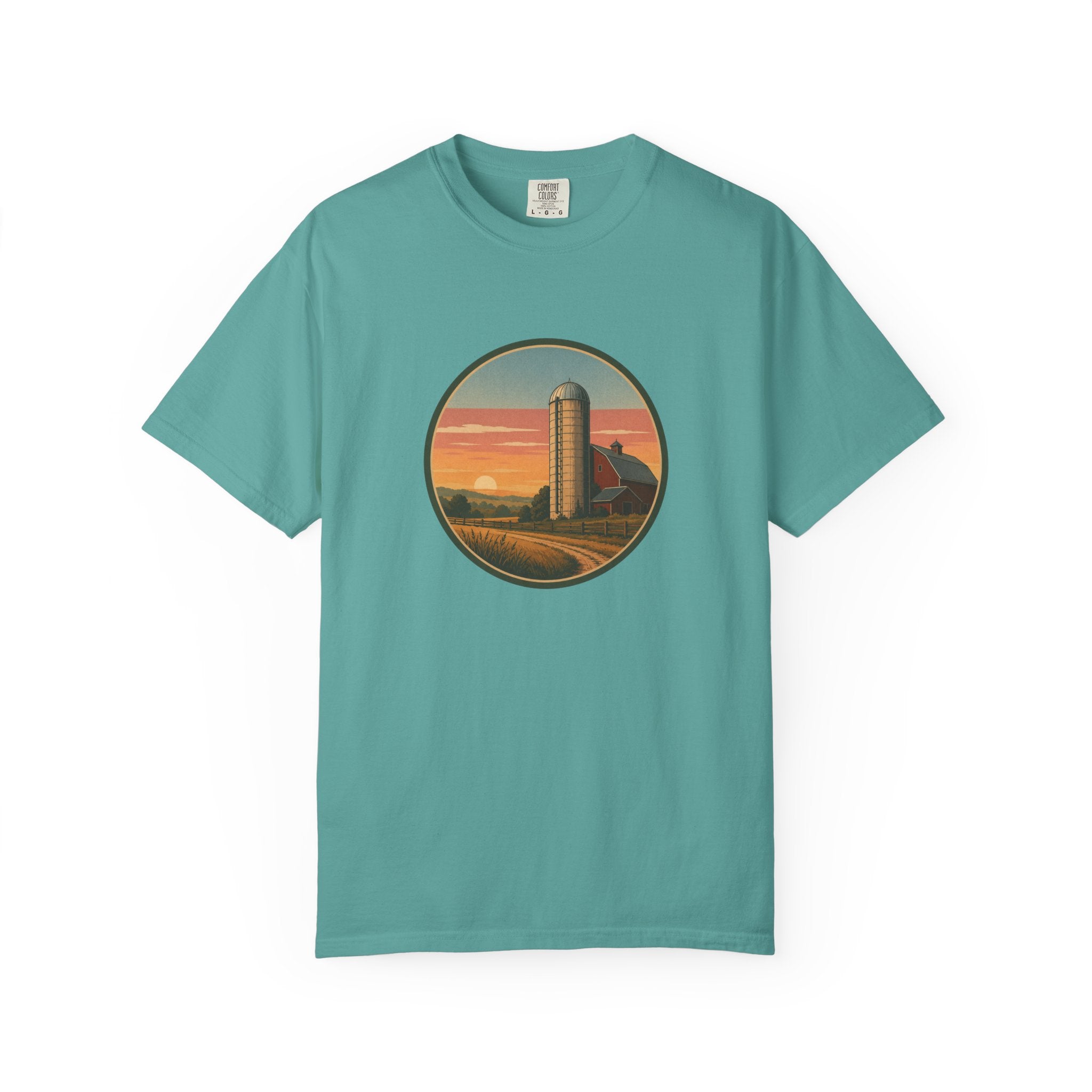 Retro Sunset Farm Silo T-Shirt