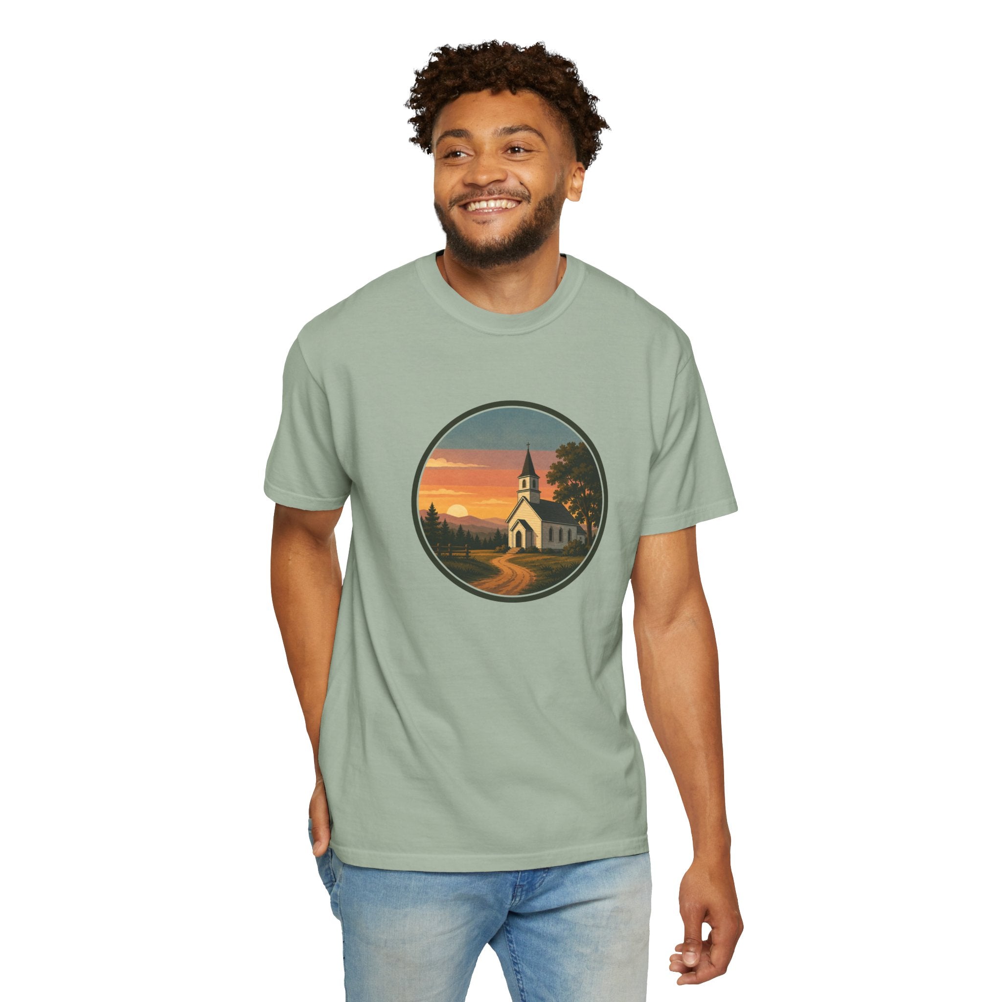 Vintage Church Sunset T-Shirt