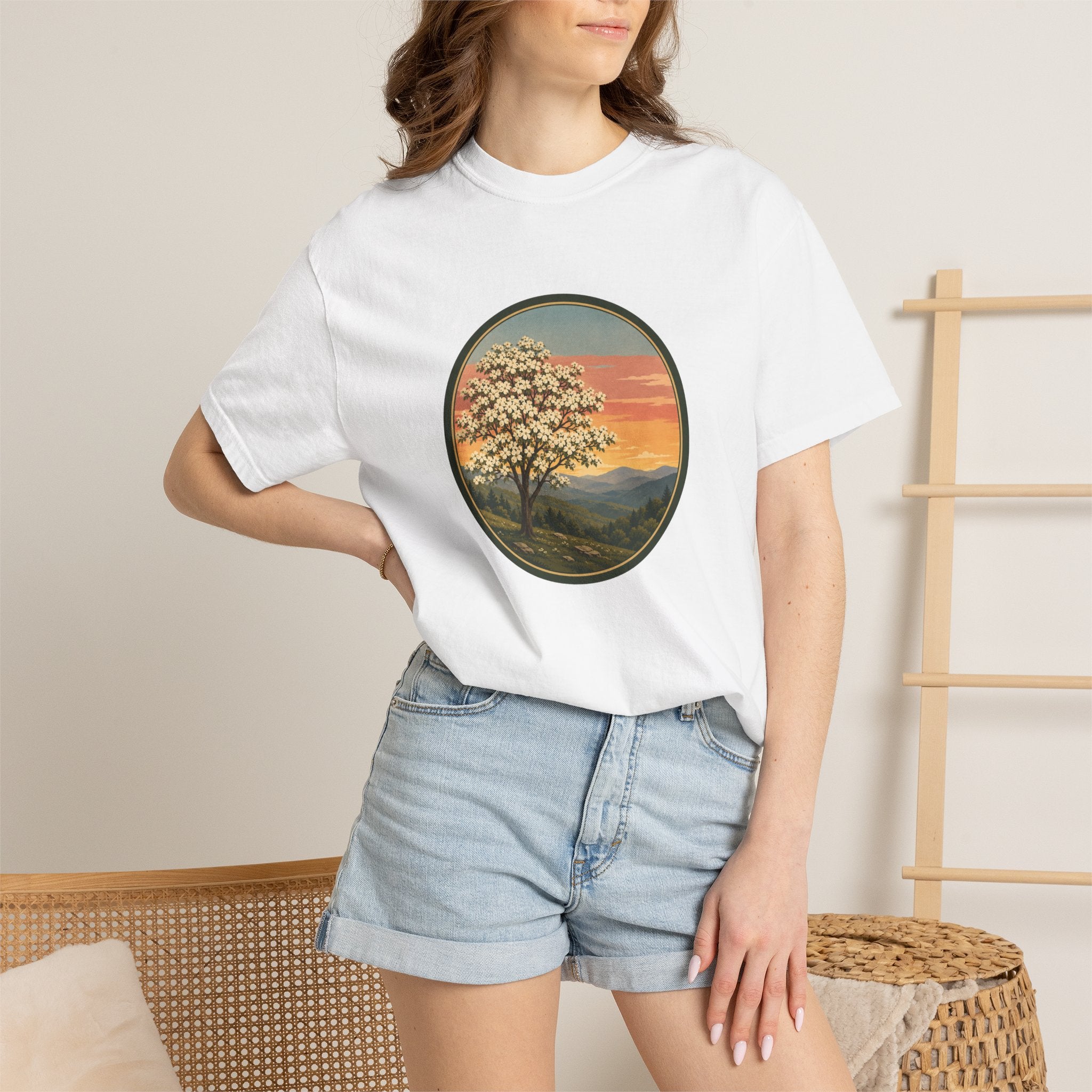 Vintage Sunset Dogwood Tree T-Shirt