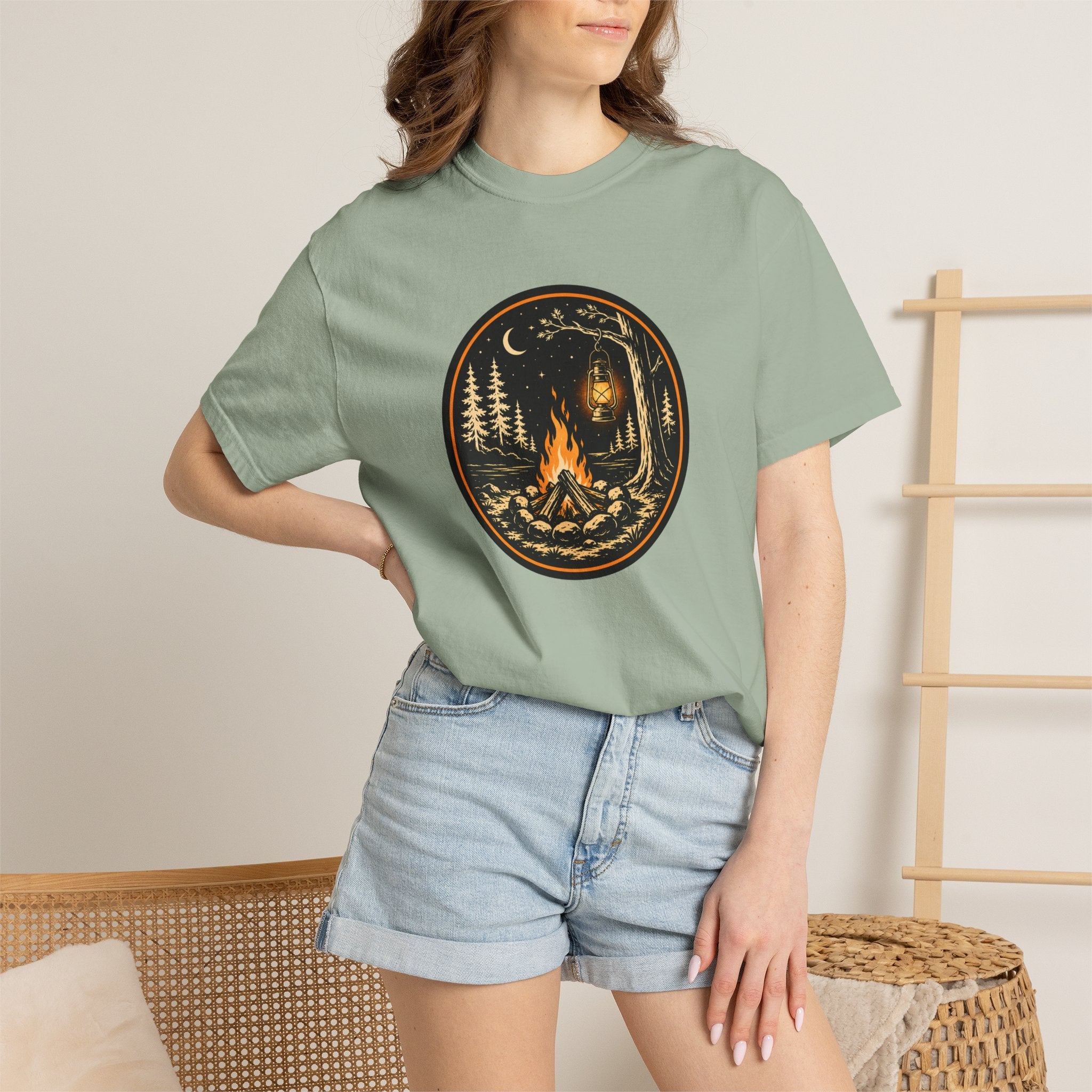 Campfire Nights Badge Unisex Garment-Dyed T-Shirt