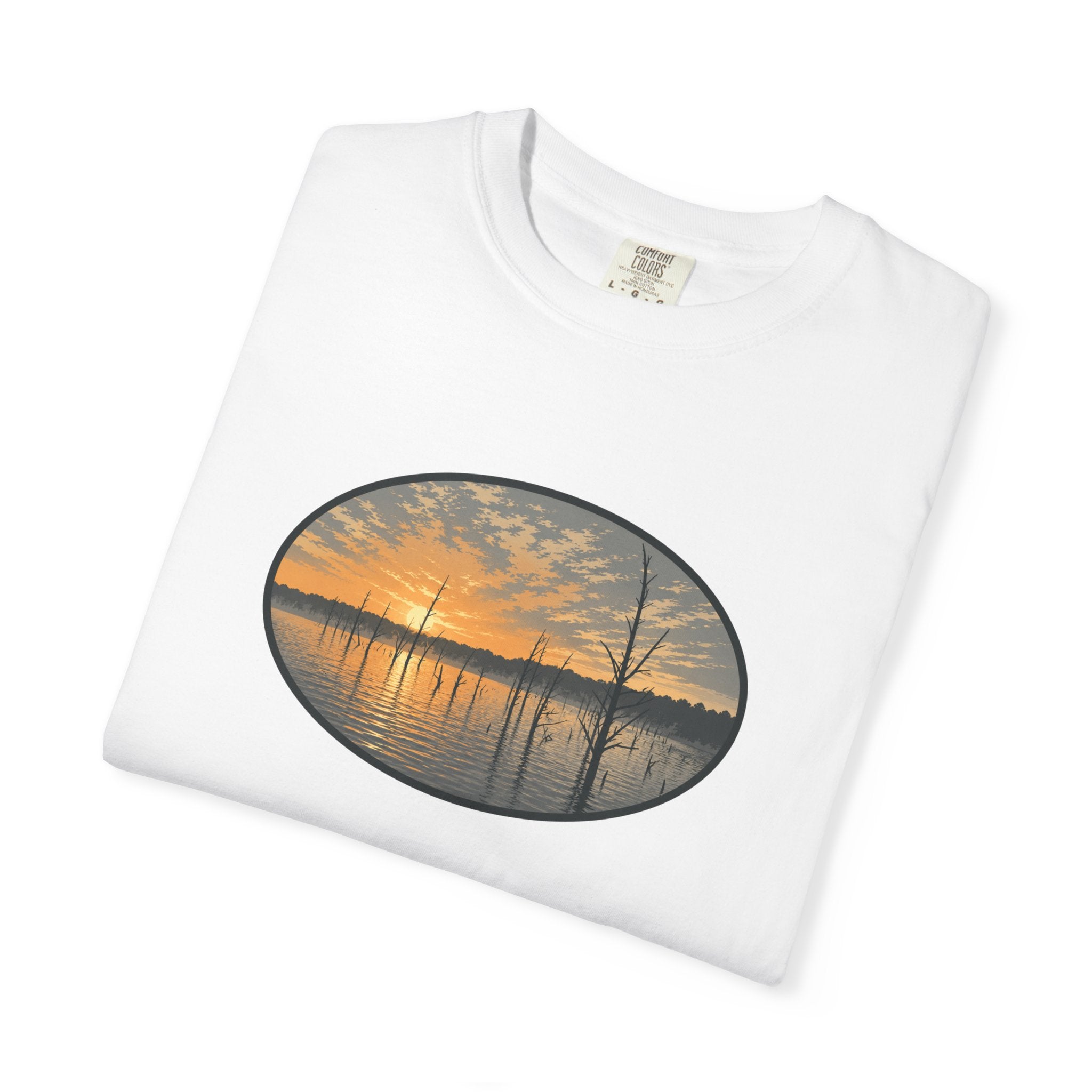 Sunrise Wooded Lake Oval T-Shirt