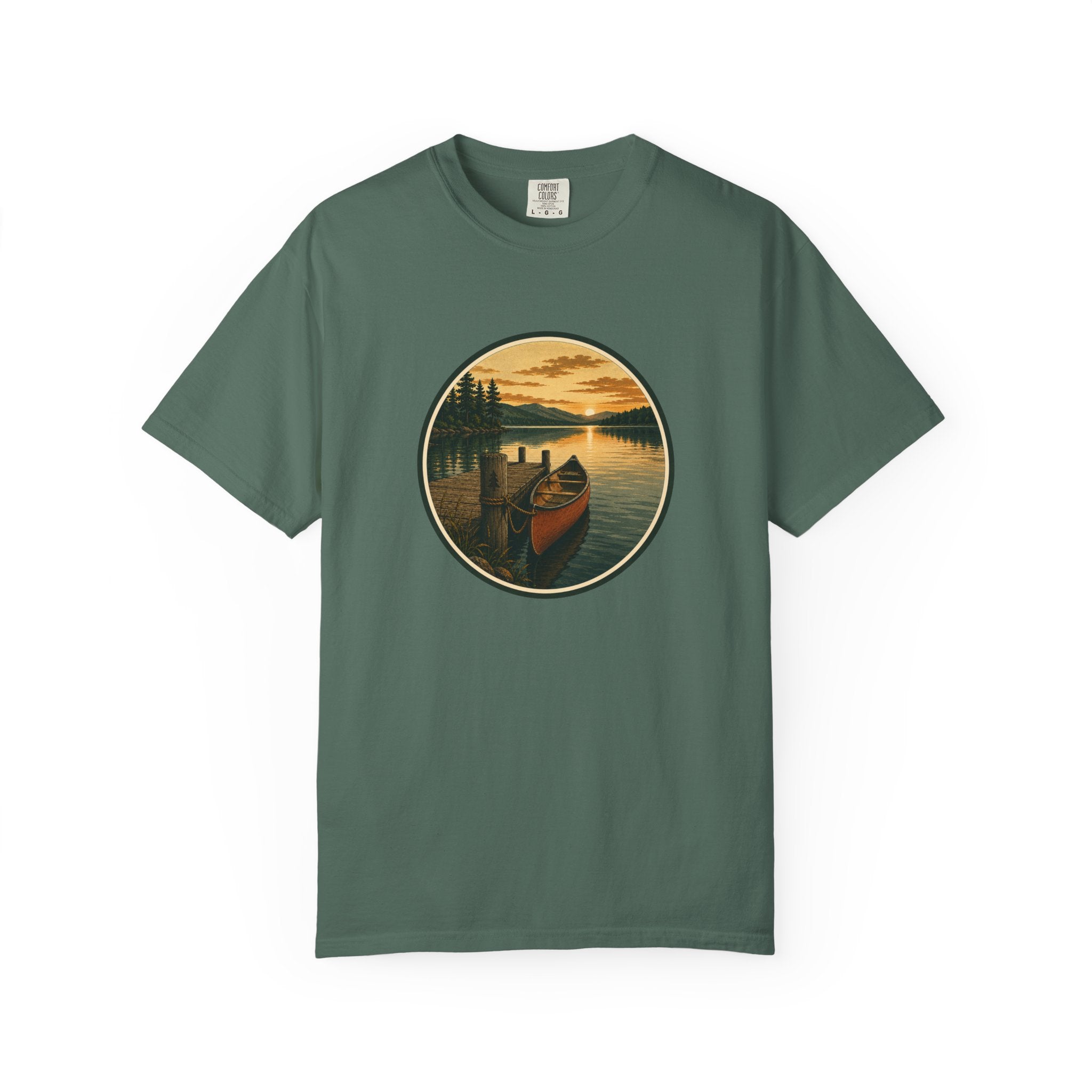 Canoe Sunset T-Shirt — Vintage Lake Adventure Graphic