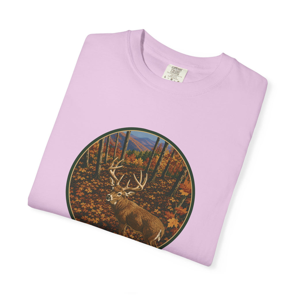 Whitetail BuckT-Shirt — Autumn Forest Deer Circle Graphic