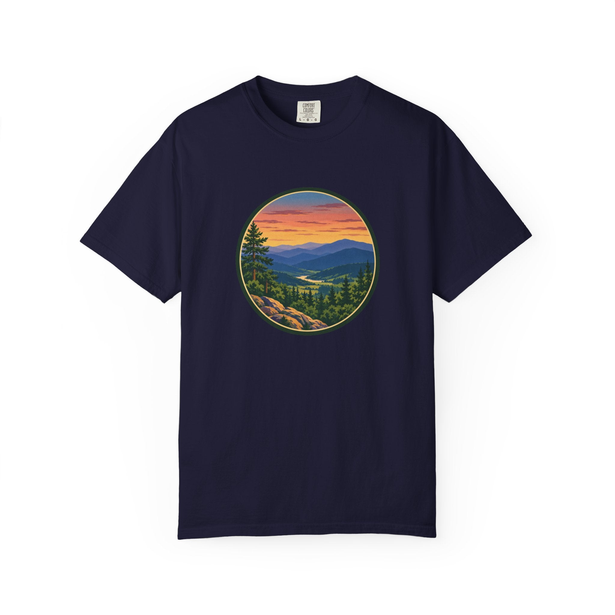 Retro Mountain Sunset T-Shirt — Scenic Blue Ridge Mountain Tee