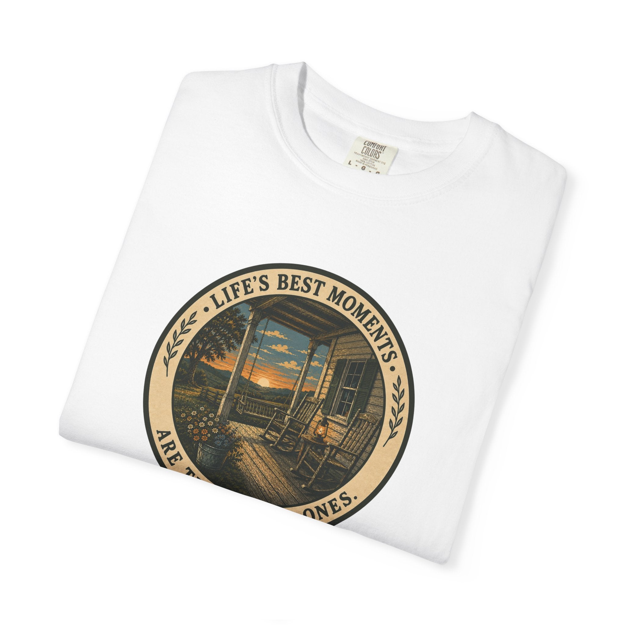 'Life's Best Moments Are the Simple Ones' Sunset Porch Graphic T-Shirt