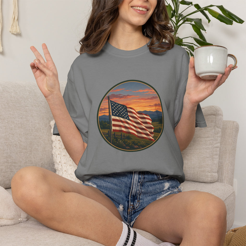 American Flag Sunset T-Shirt