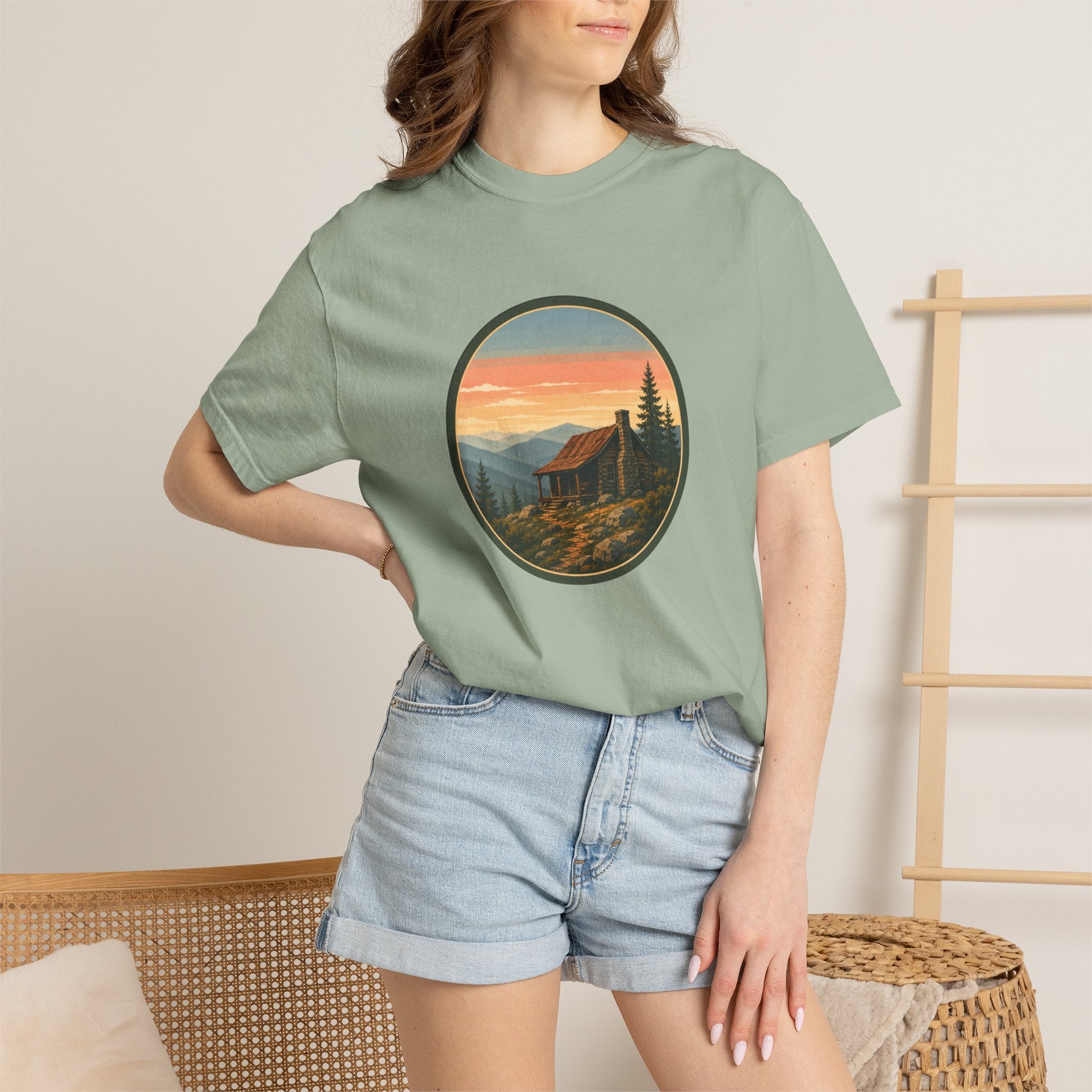 Sunset Cabin Mountain T-Shirt