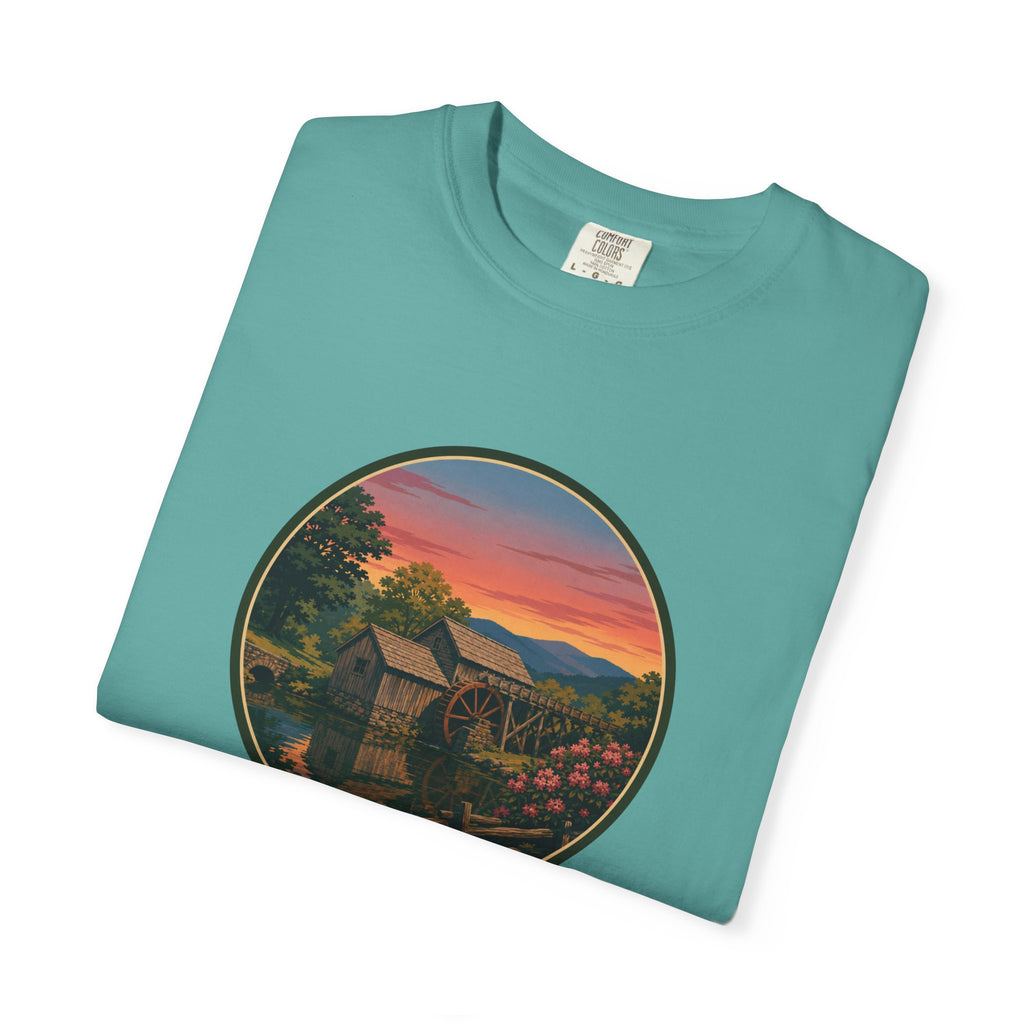 Scenic Sunset Watermill  T-Shirt