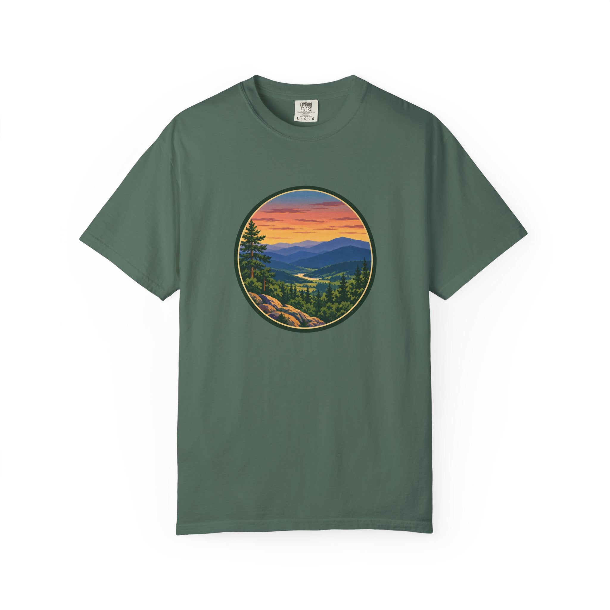 Retro Mountain Sunset T-Shirt — Scenic Blue Ridge Mountain Tee