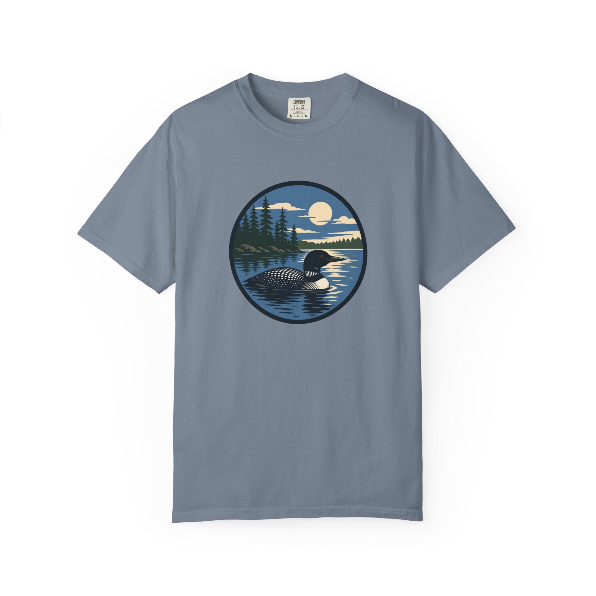 Loon Lake Sunset T-Shirt — Vintage Wilderness Loon Graphic
