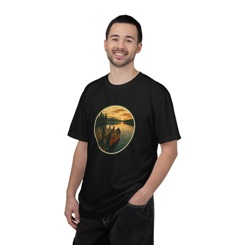 Canoe Sunset T-Shirt — Vintage Lake Adventure Graphic