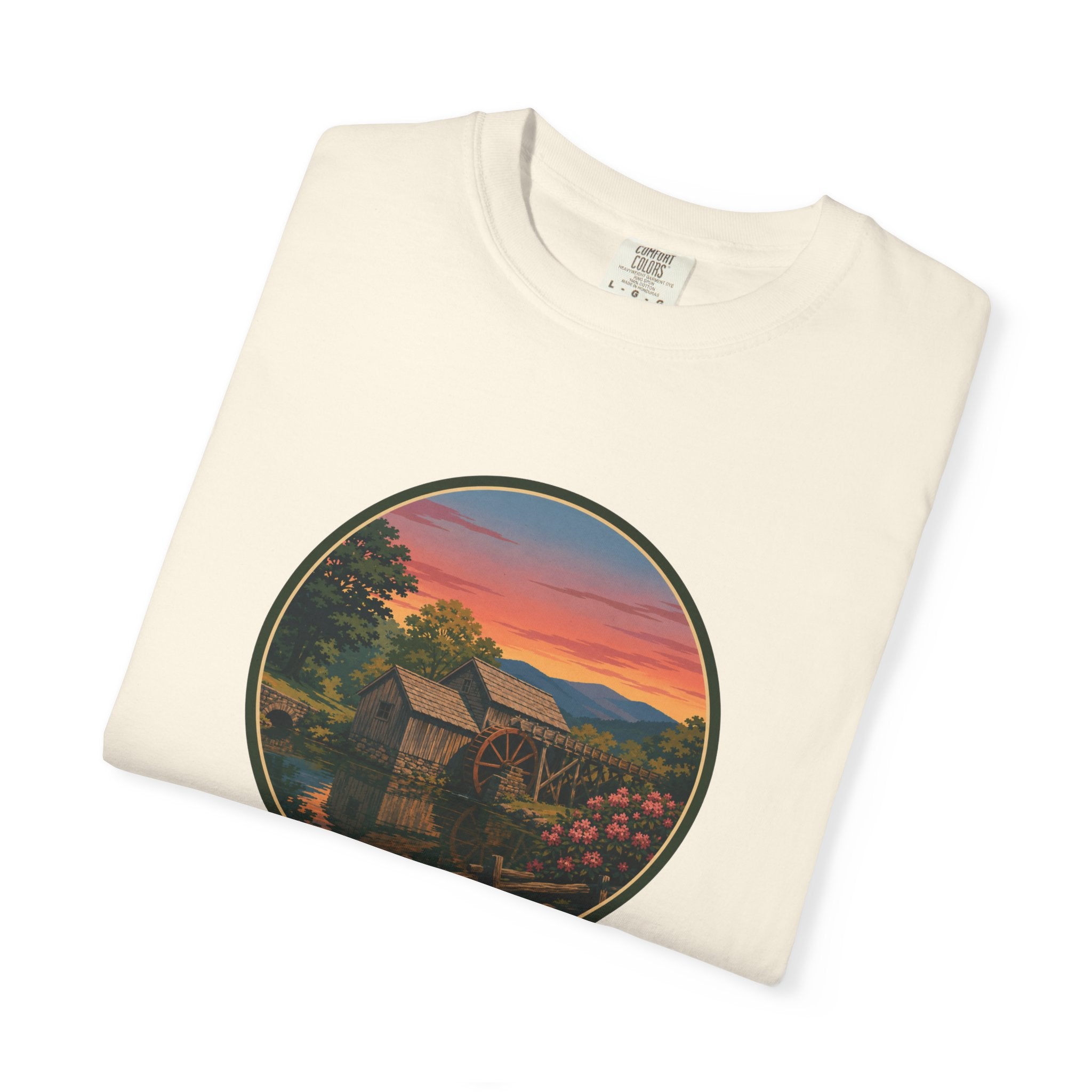 Scenic Sunset Watermill  T-Shirt
