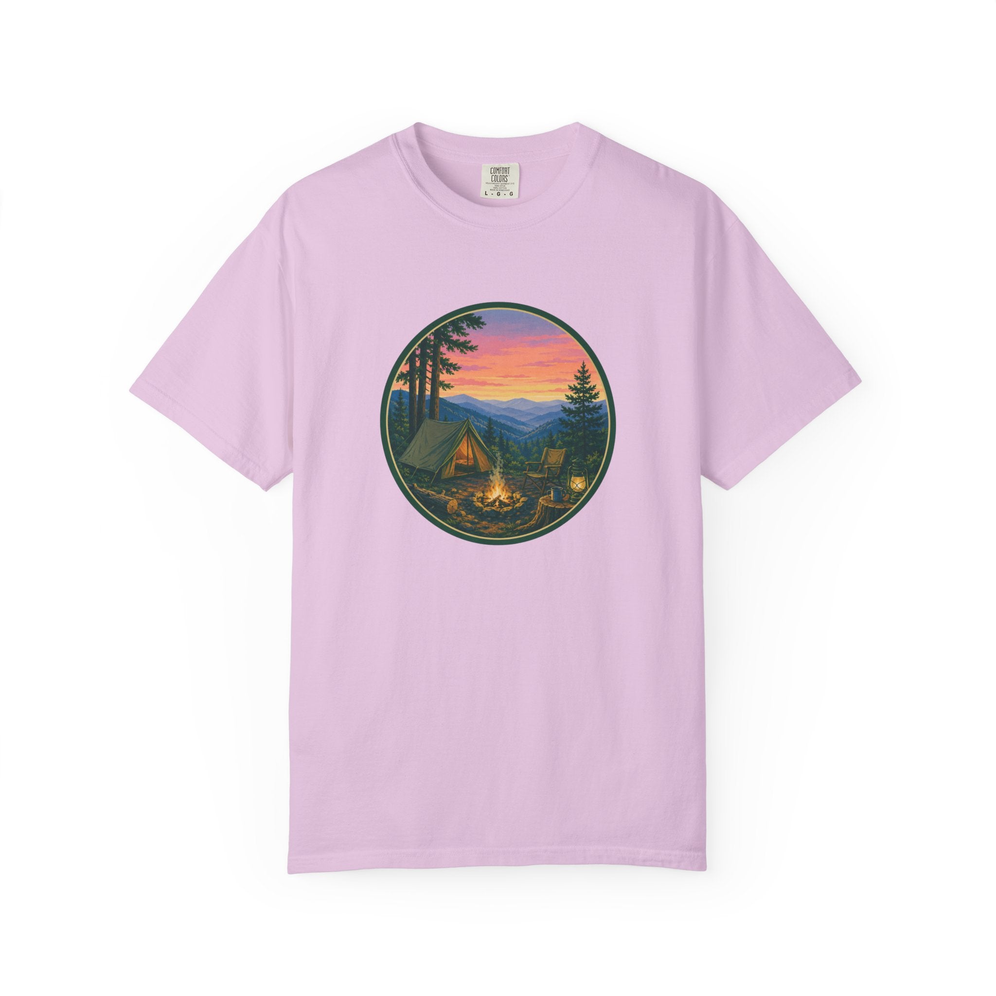 Camping Sunset T-Shirt — Vintage Campfire Scene Tee