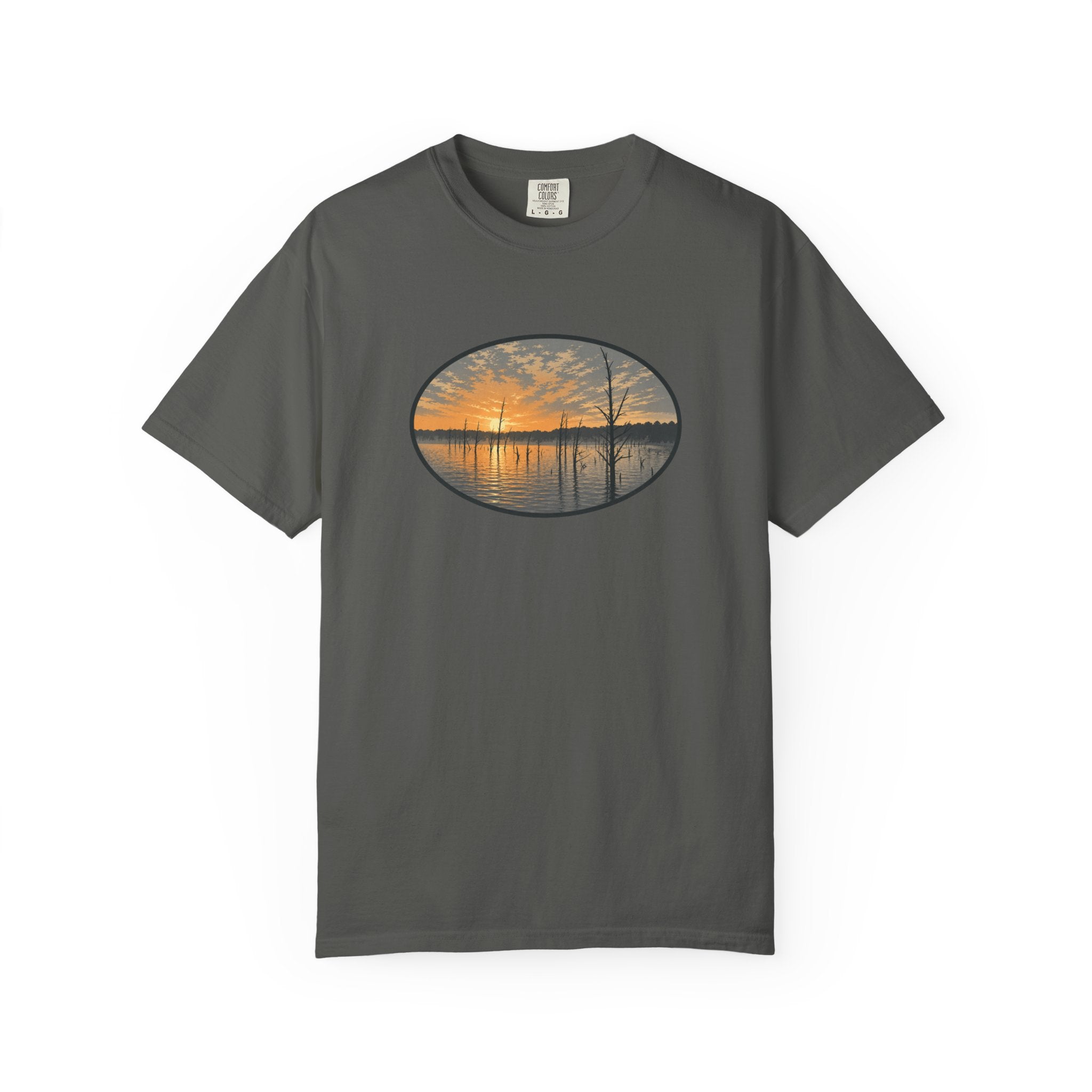Sunrise Wooded Lake Oval T-Shirt