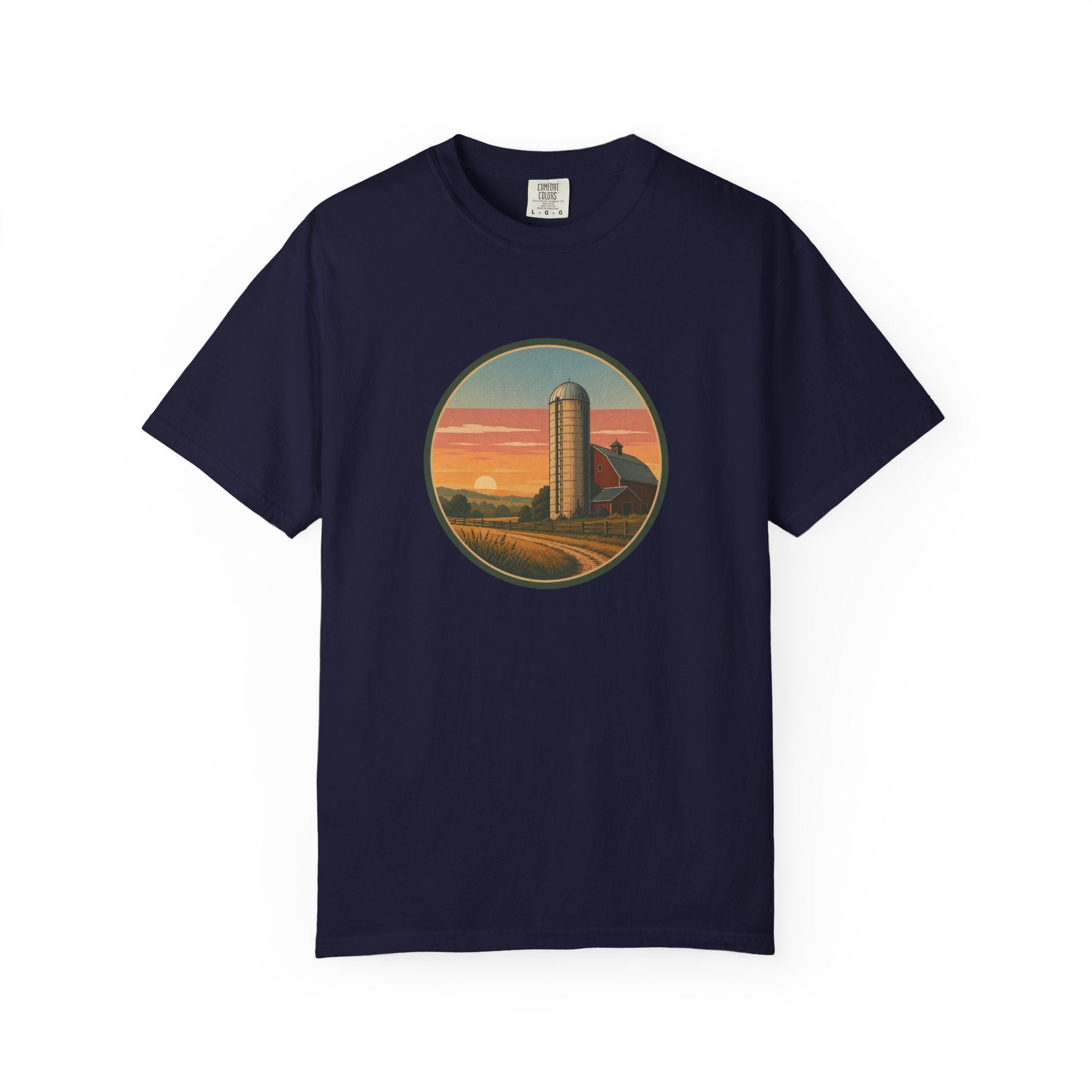 Retro Sunset Farm Silo T-Shirt