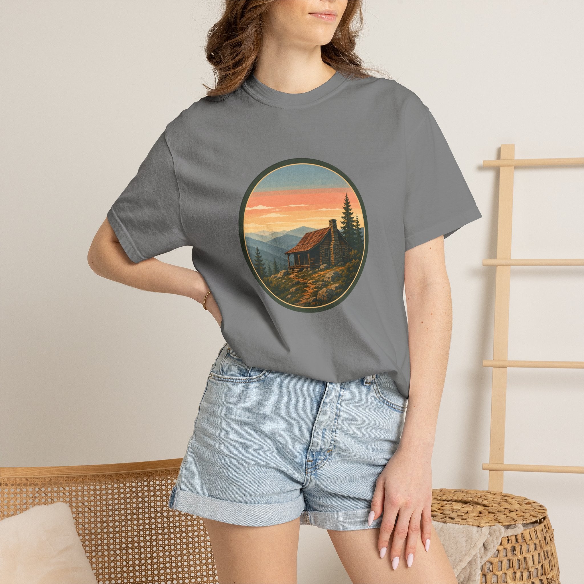 Sunset Cabin Mountain T-Shirt