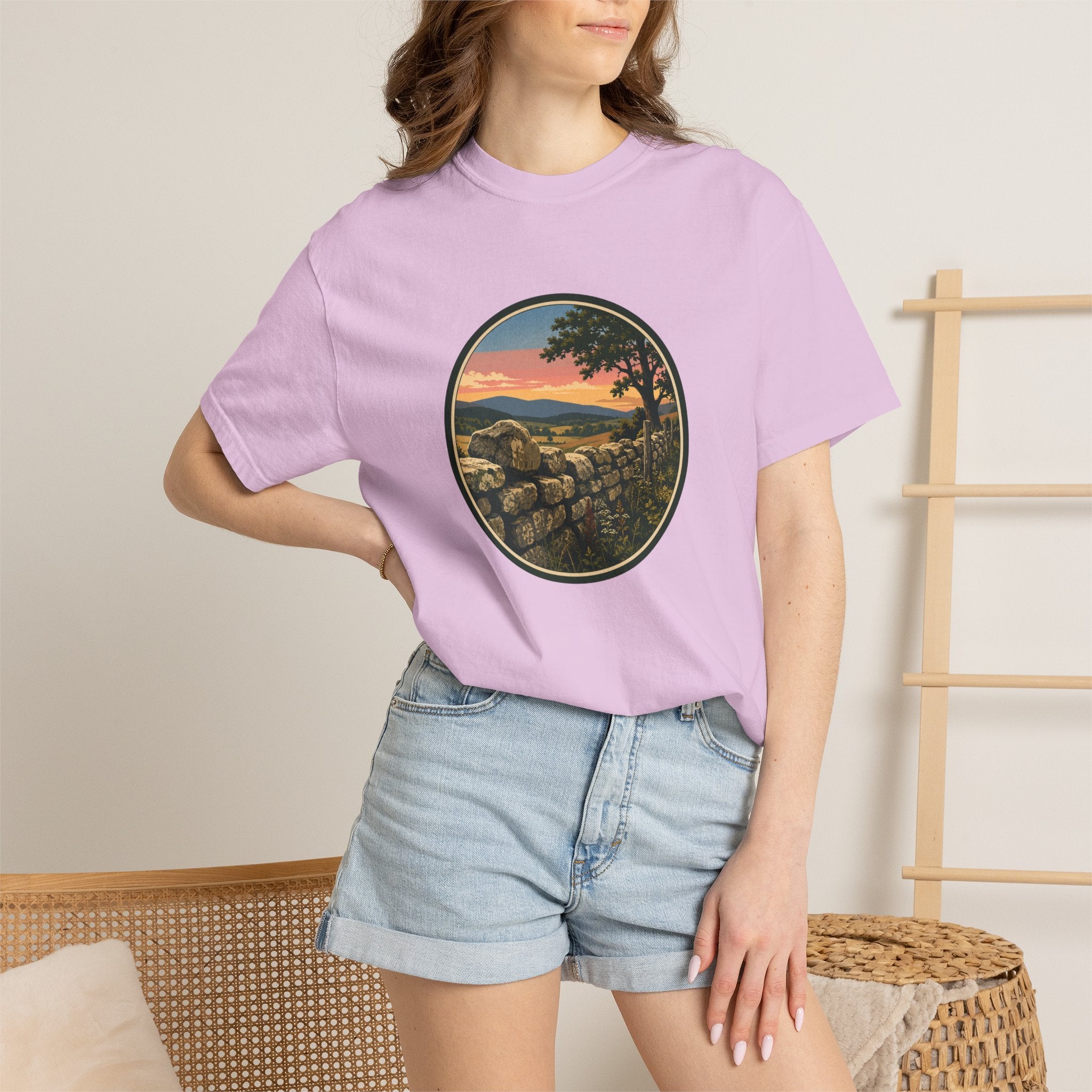 Sunset Stone Wall Circle T-Shirt