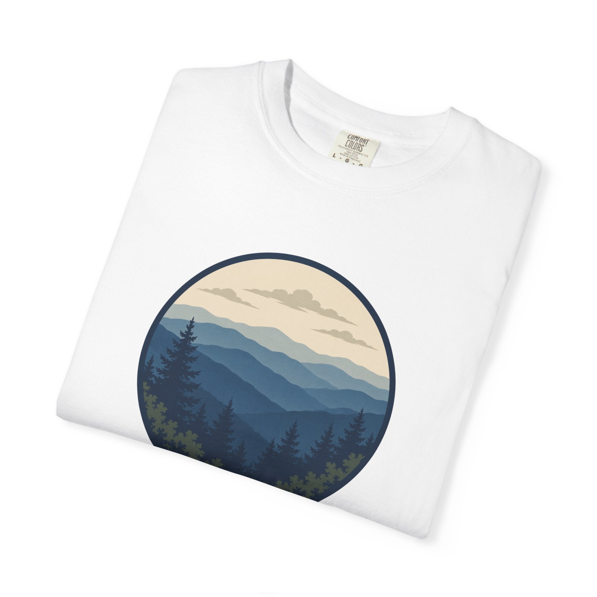 Mountain Ridge Circle T-Shirt — Scenic Forest Landscape Tee