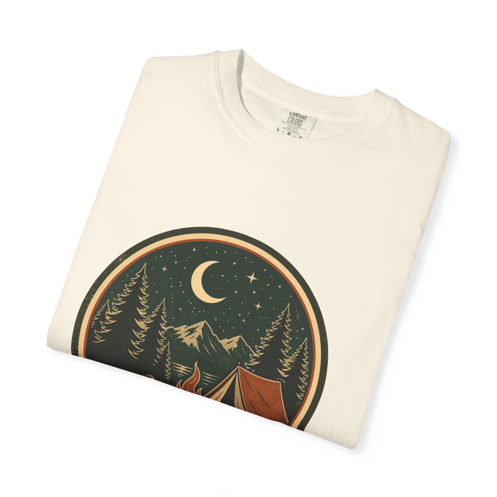 Camping Night T-Shirt — Retro Campfire & Tent Graphic