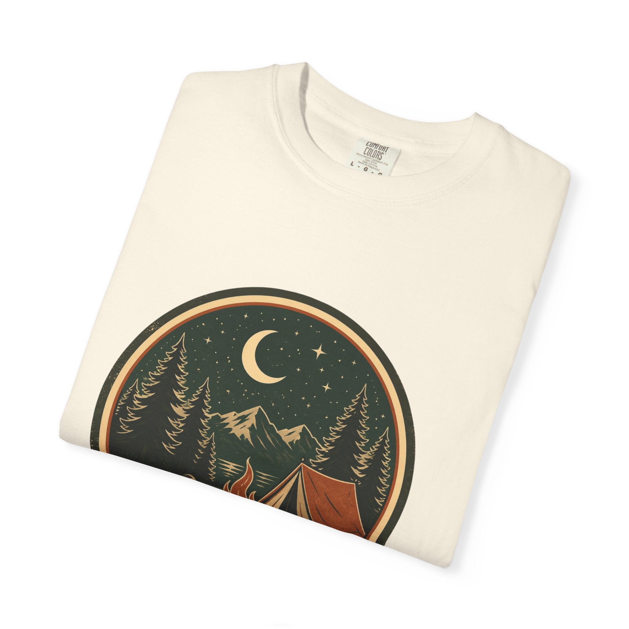 Camping Night T-Shirt — Retro Campfire & Tent Graphic