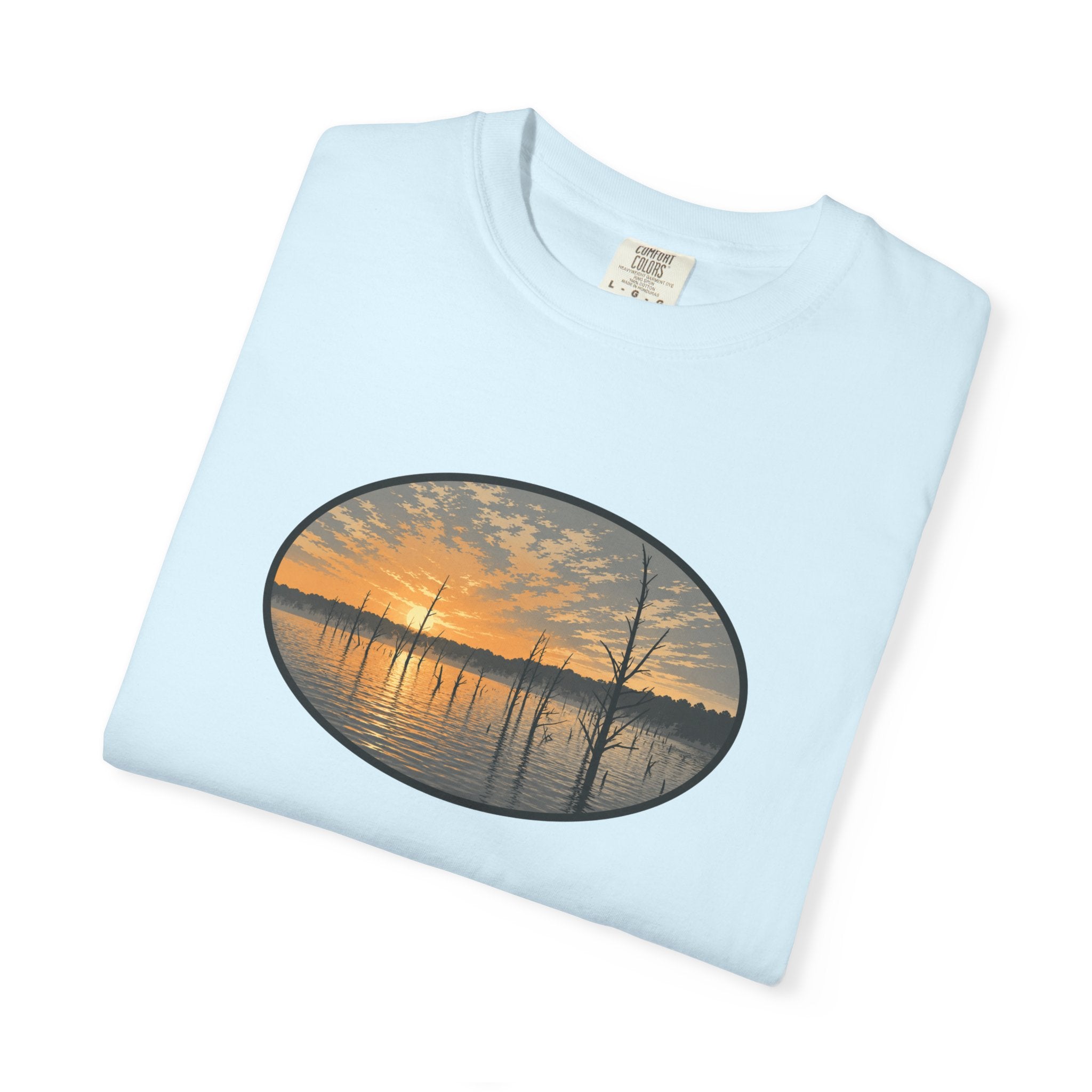 Sunrise Wooded Lake Oval T-Shirt