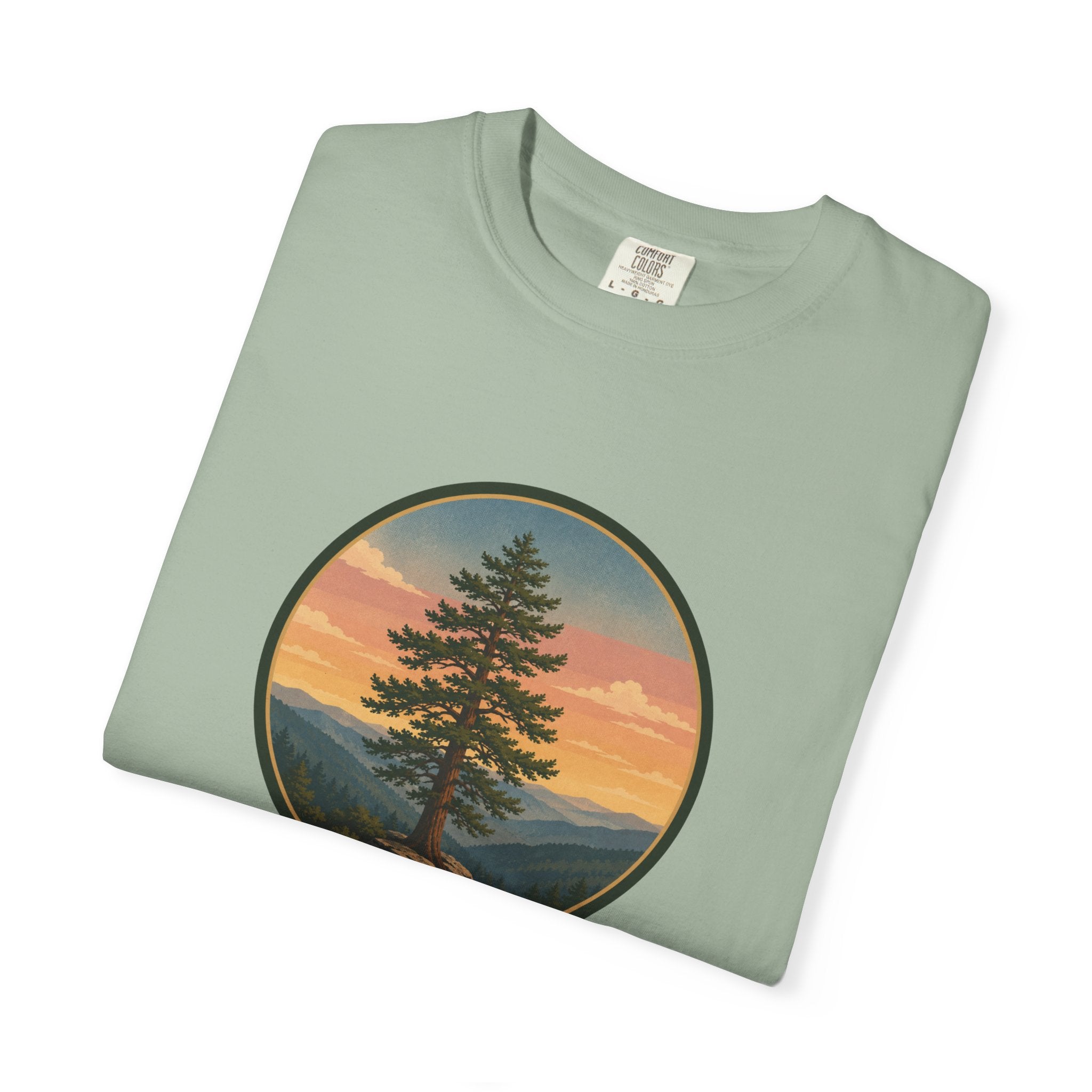 Cedar Tree Sunset T-Shirt — Vintage Mountain Cedar Graphic Tee