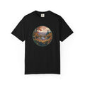 Scenic Wilderness Circle T-Shirt — Mountain Camping & Deer Nature Graphic