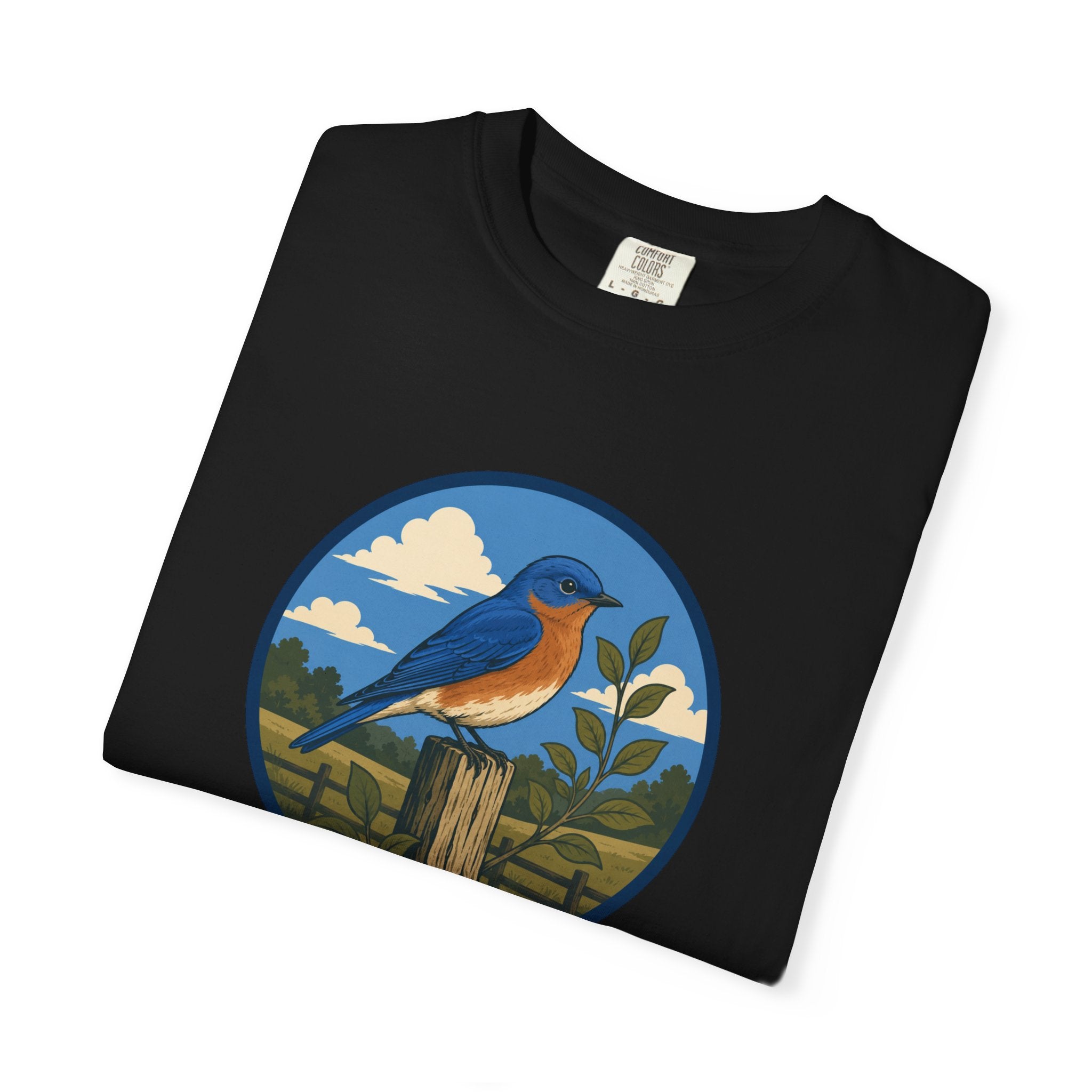 Eastern Bluebird Circle Tee — Vintage Birdwatching Graphic T-Shirt