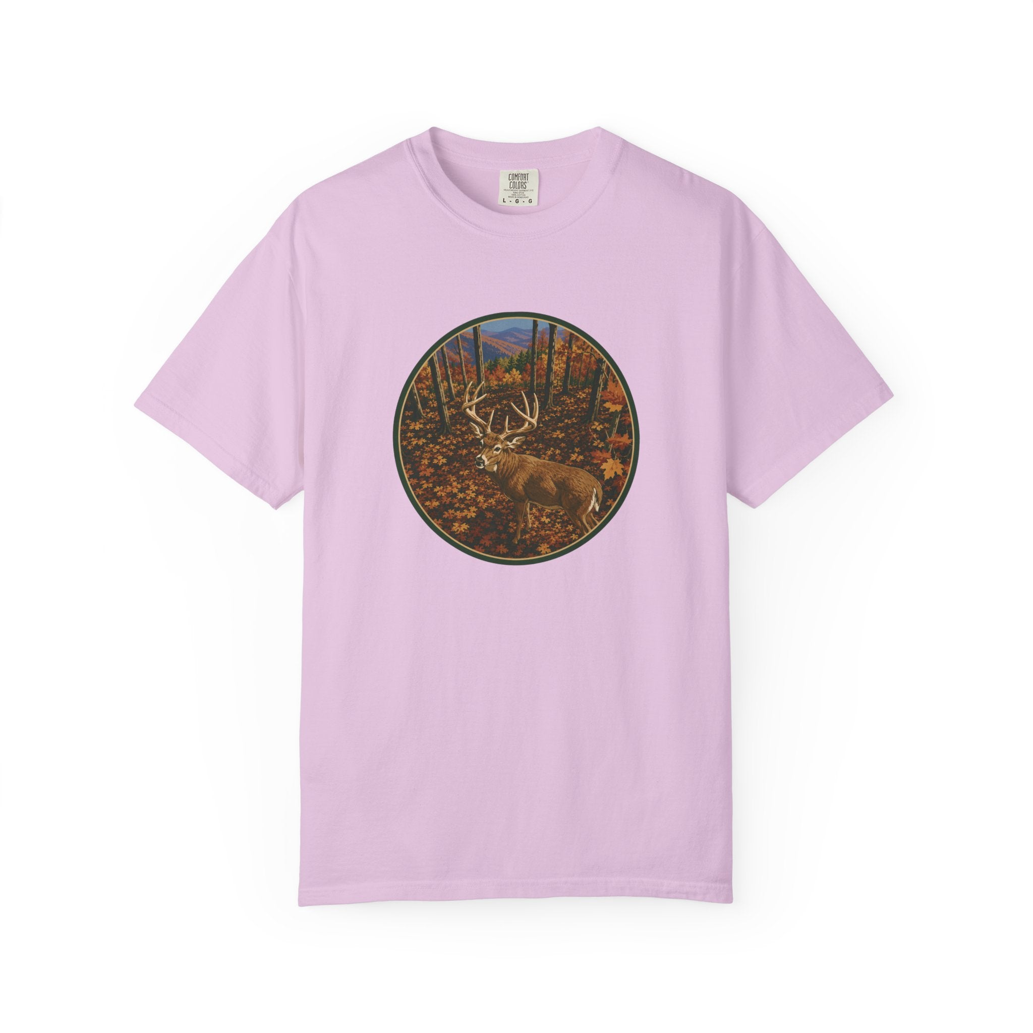Whitetail BuckT-Shirt — Autumn Forest Deer Circle Graphic