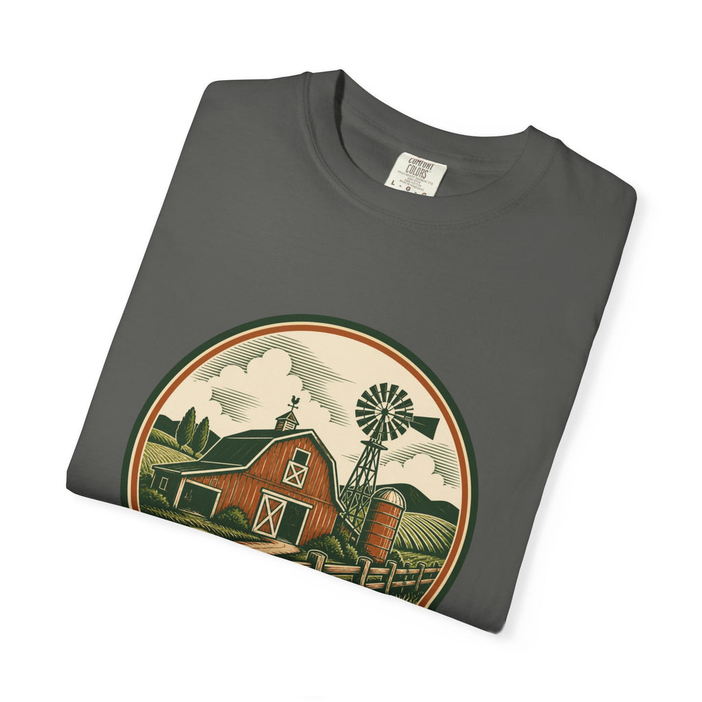 Barn & Windmill Farm T-Shirt — Vintage Rural Landscape Tee