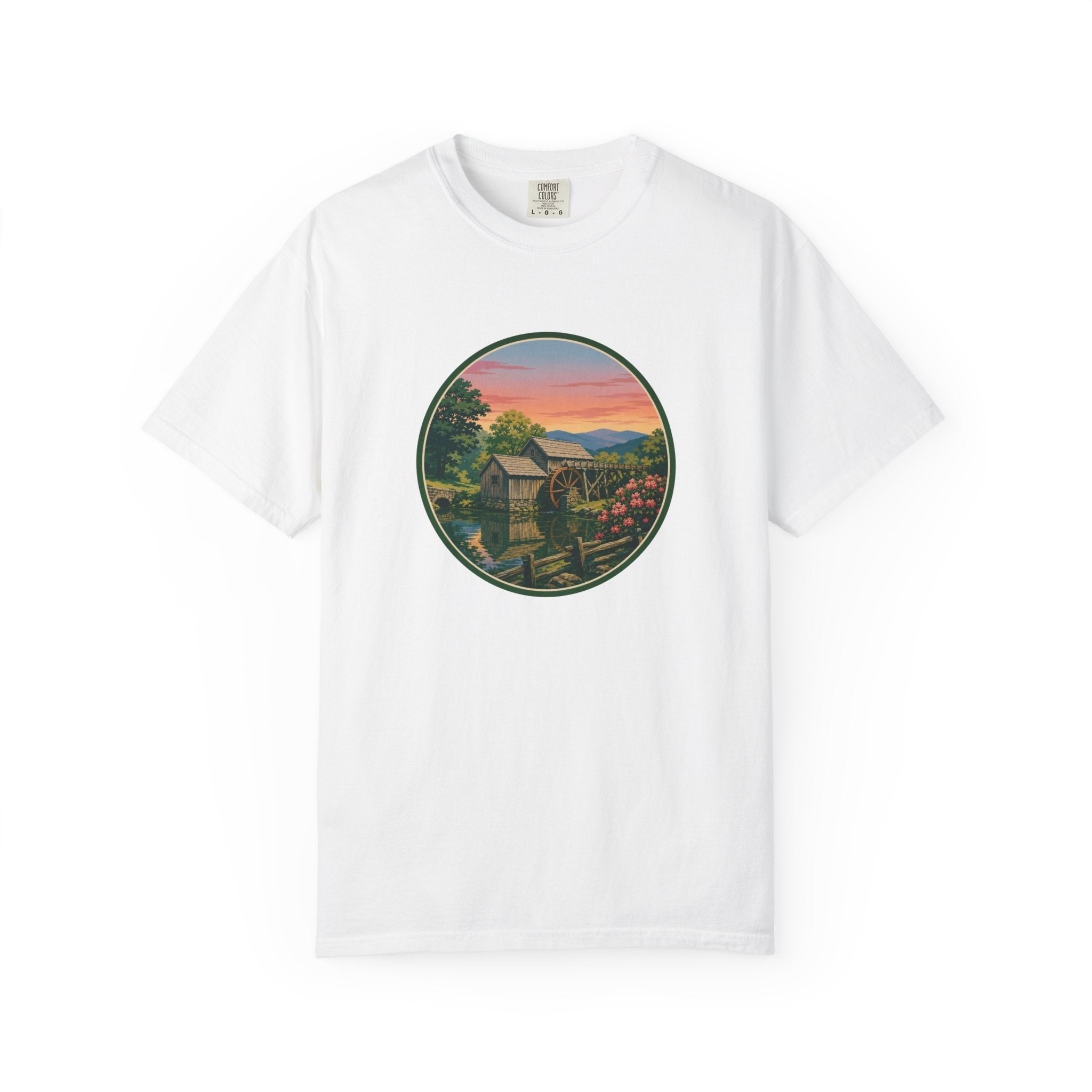 Scenic Sunset Watermill  T-Shirt