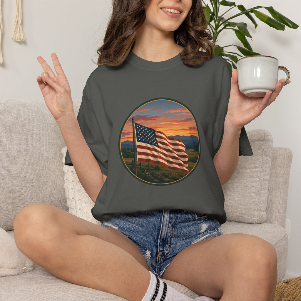 American Flag Sunset T-Shirt