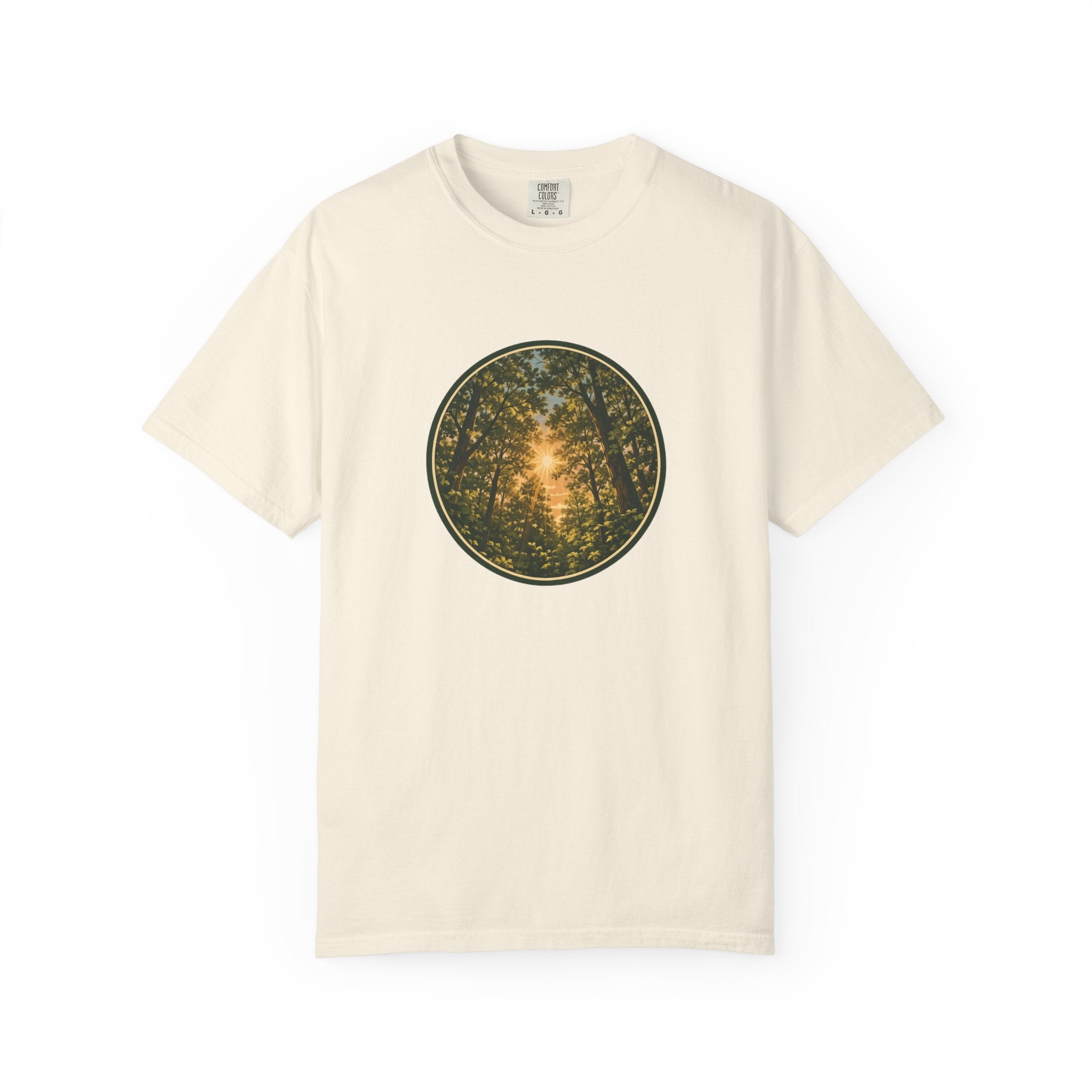 Forest Sunburst T-Shirt — Circular Woodland Nature Tee