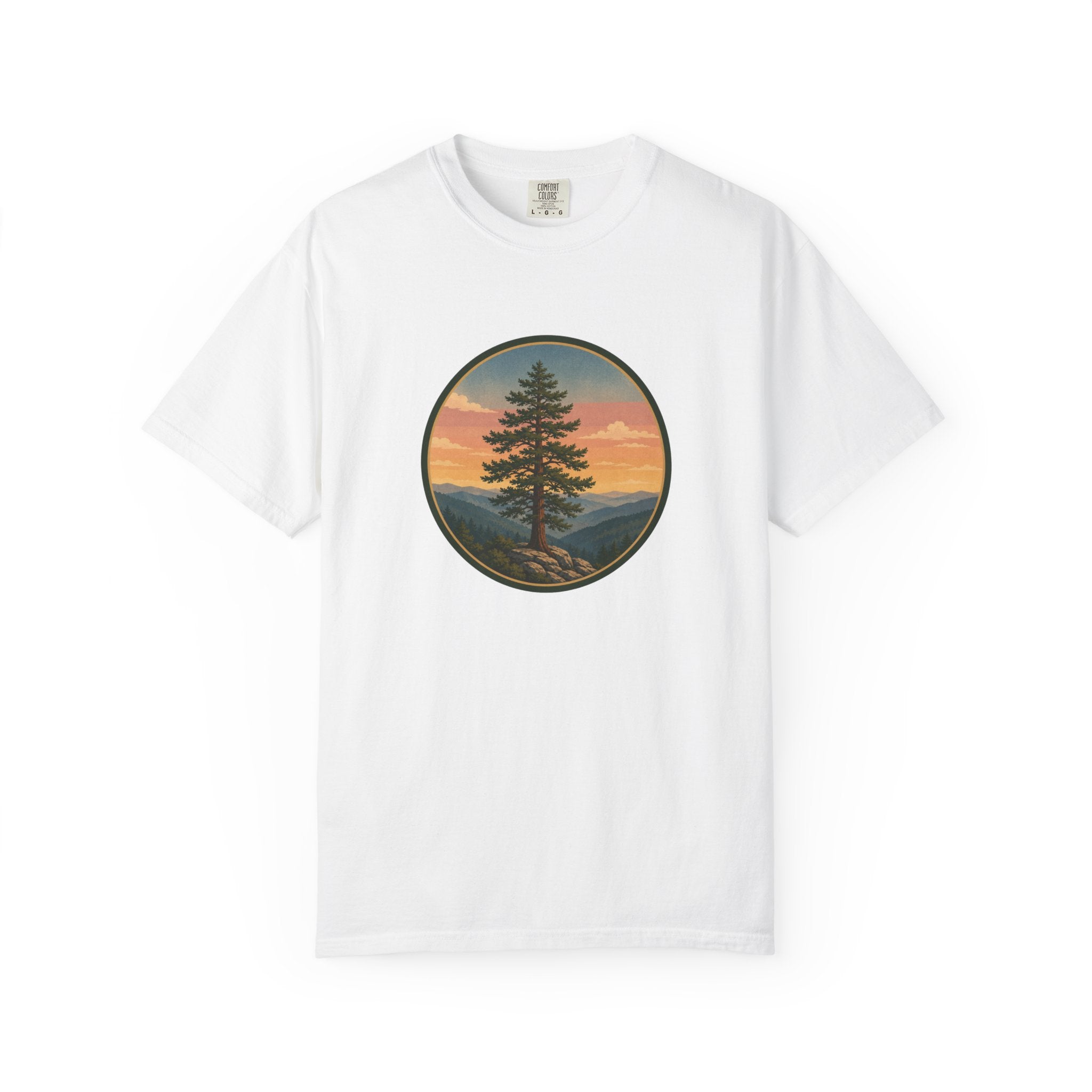 Cedar Tree Sunset T-Shirt — Vintage Mountain Cedar Graphic Tee