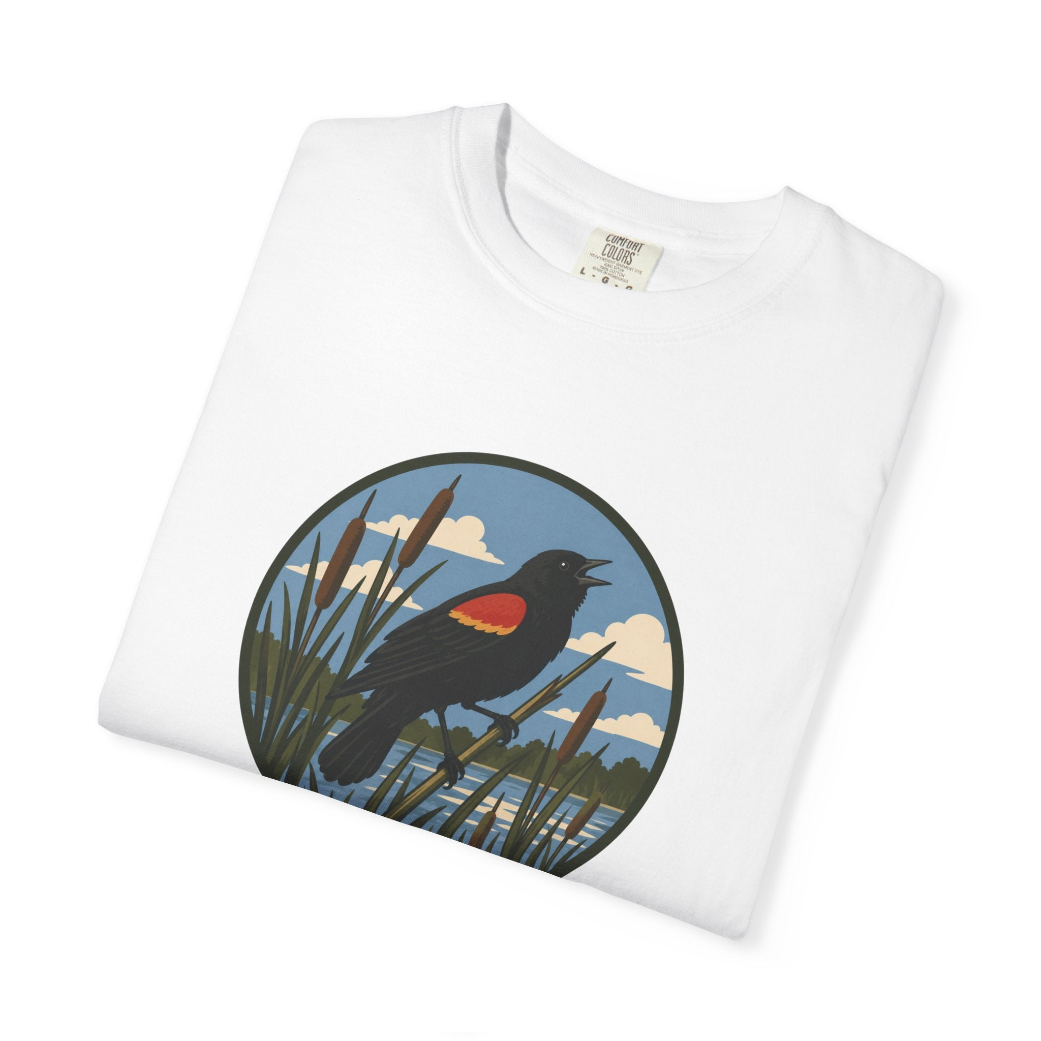 Red-winged Blackbird Graphic Tee — Marsh Bird Nature T-Shirt