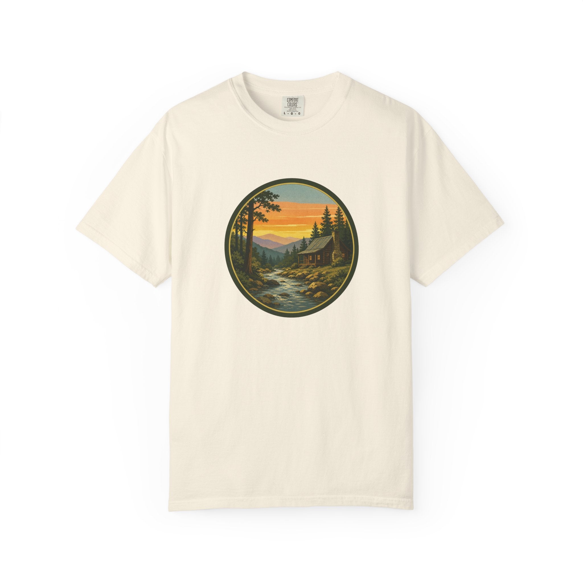 Nature Sunset River T-Shirt — Vintage Mountain Cabin Scenic Tee