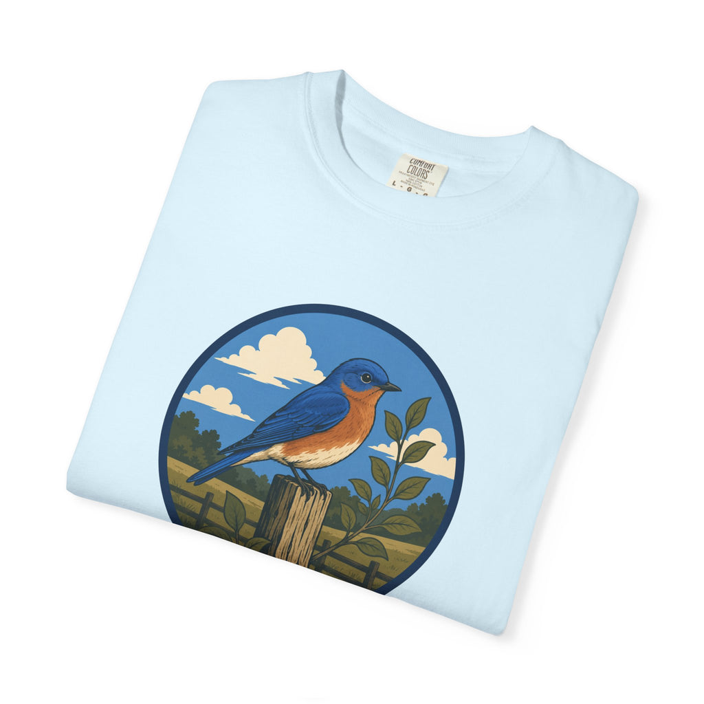 Eastern Bluebird Circle Tee — Vintage Birdwatching Graphic T-Shirt