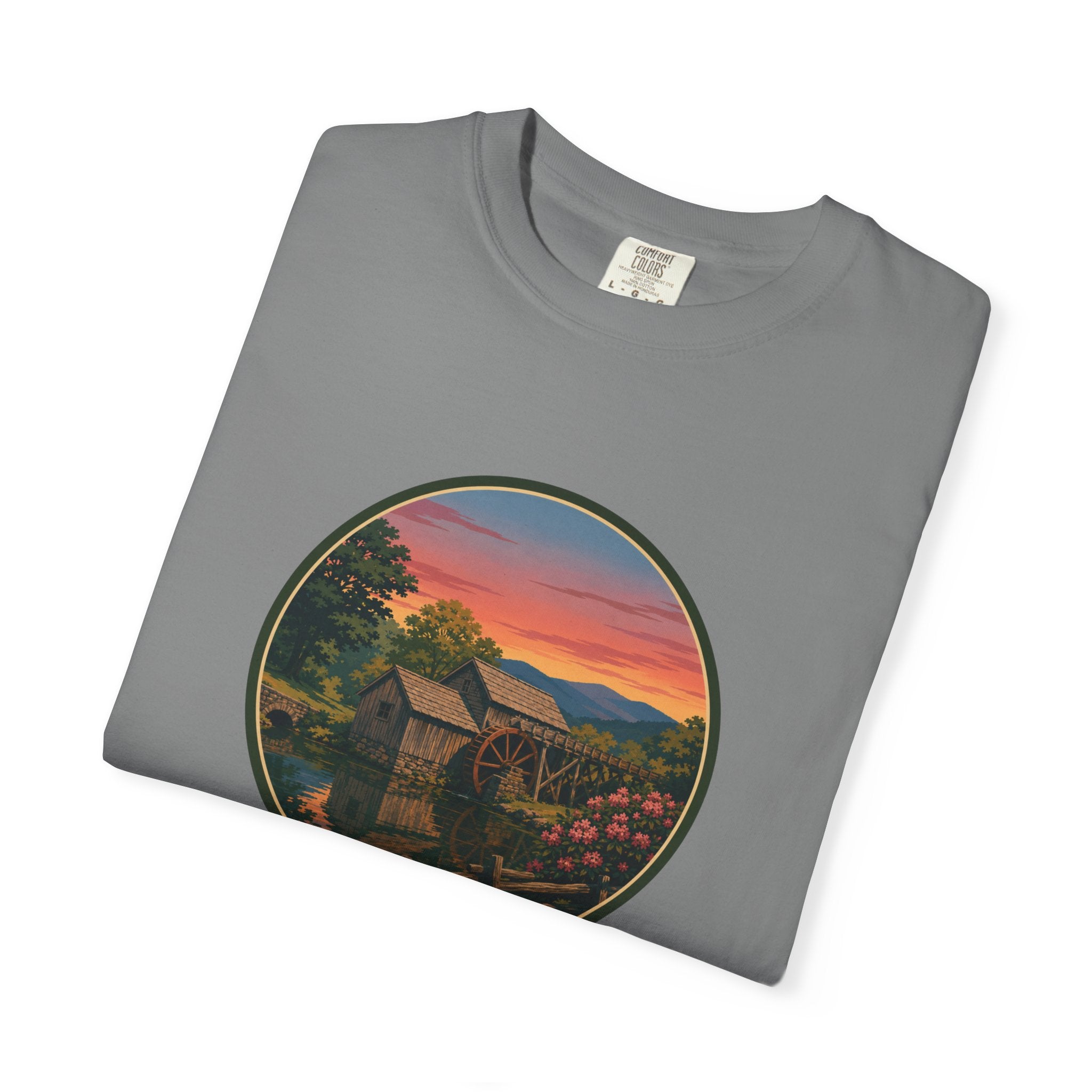 Scenic Sunset Watermill  T-Shirt