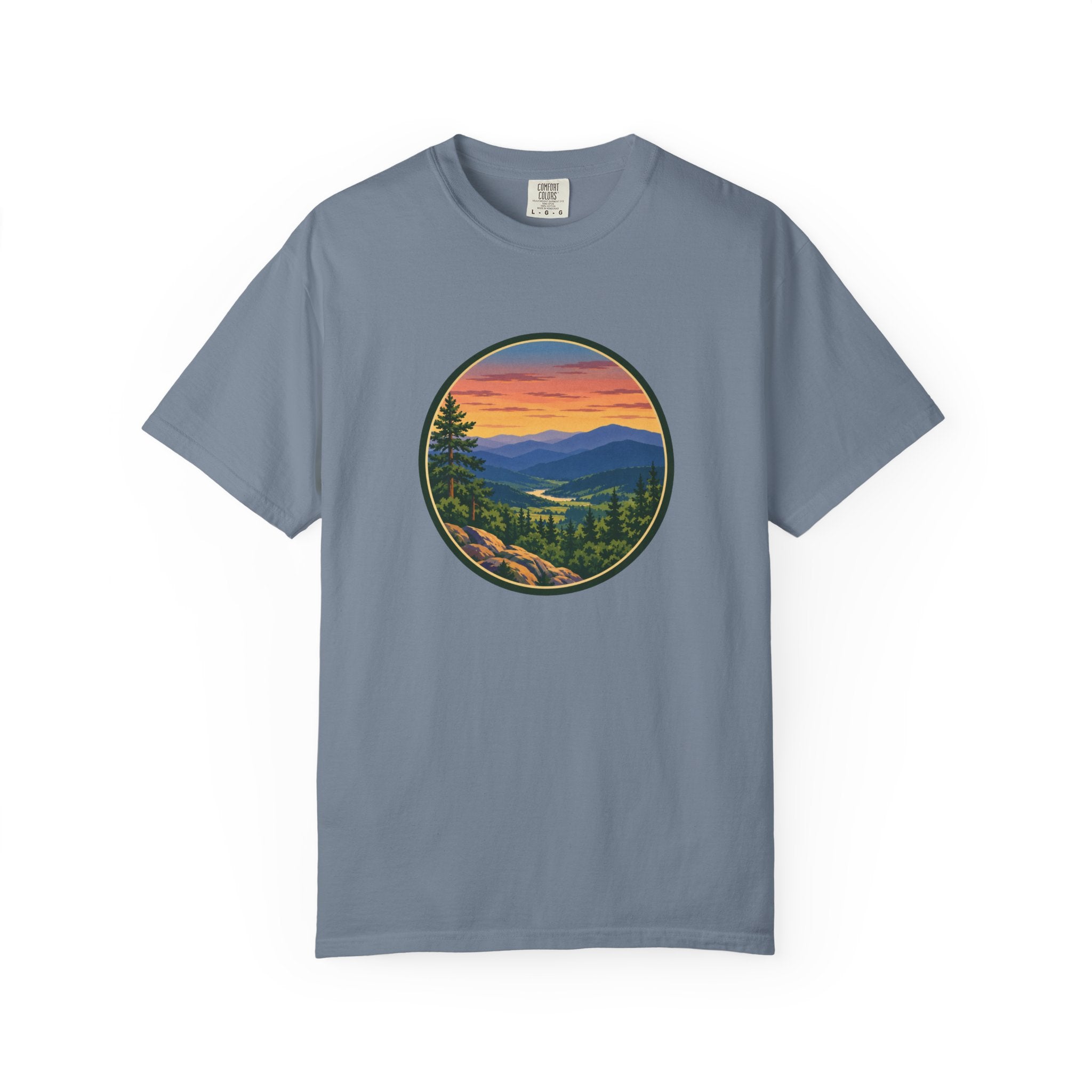 Retro Mountain Sunset T-Shirt — Scenic Blue Ridge Mountain Tee