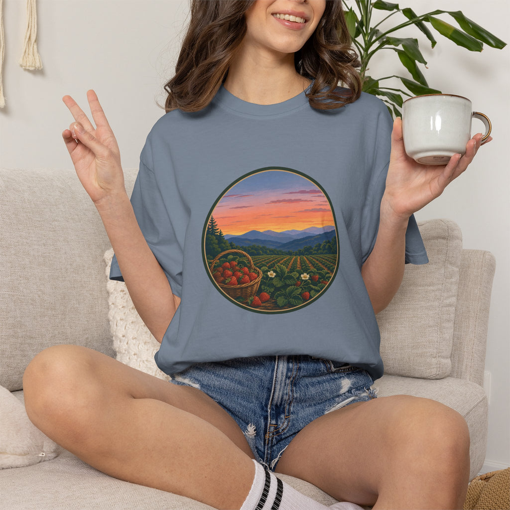 Sunset Strawberry Patch Scenic Tee