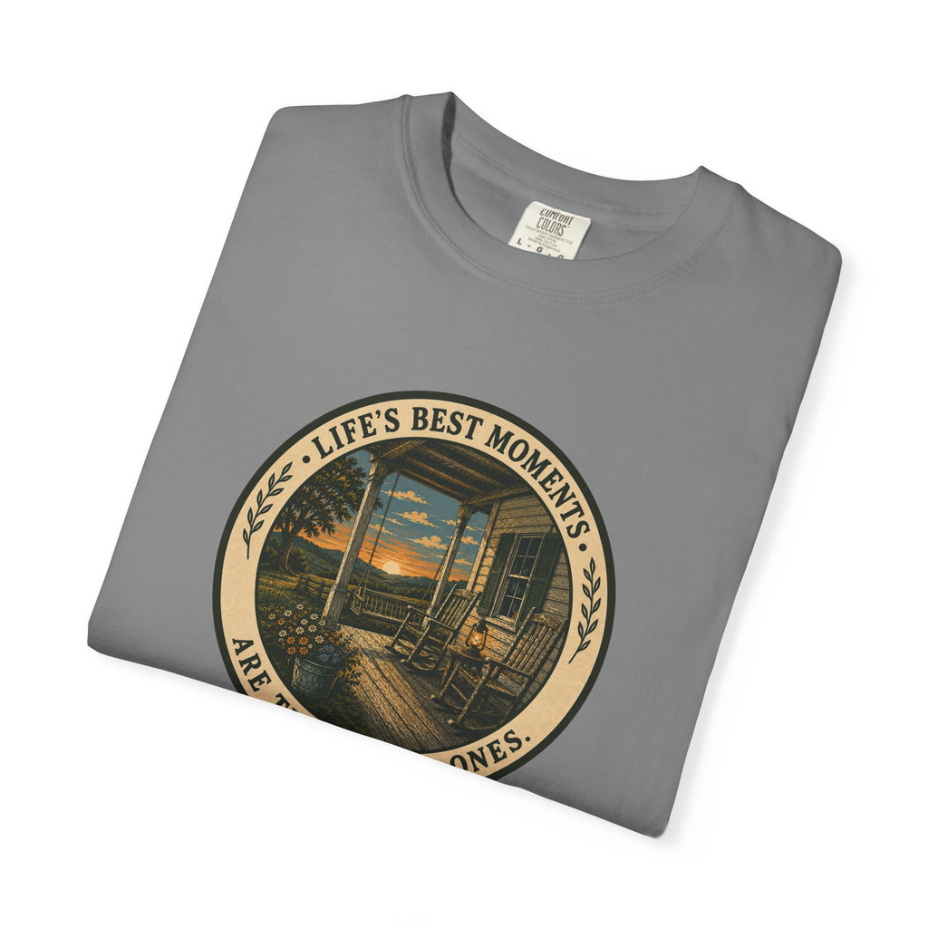 'Life's Best Moments Are the Simple Ones' Sunset Porch Graphic T-Shirt