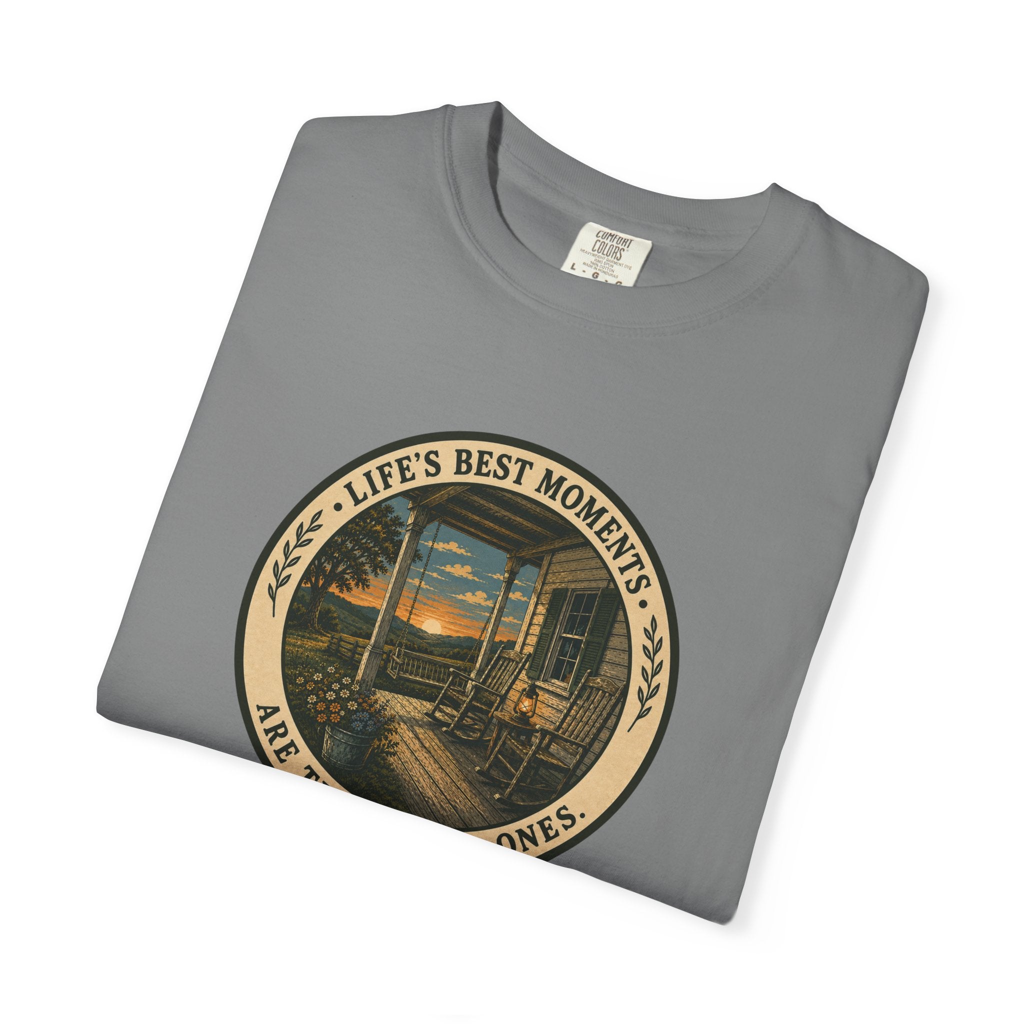 'Life's Best Moments Are the Simple Ones' Sunset Porch Graphic T-Shirt