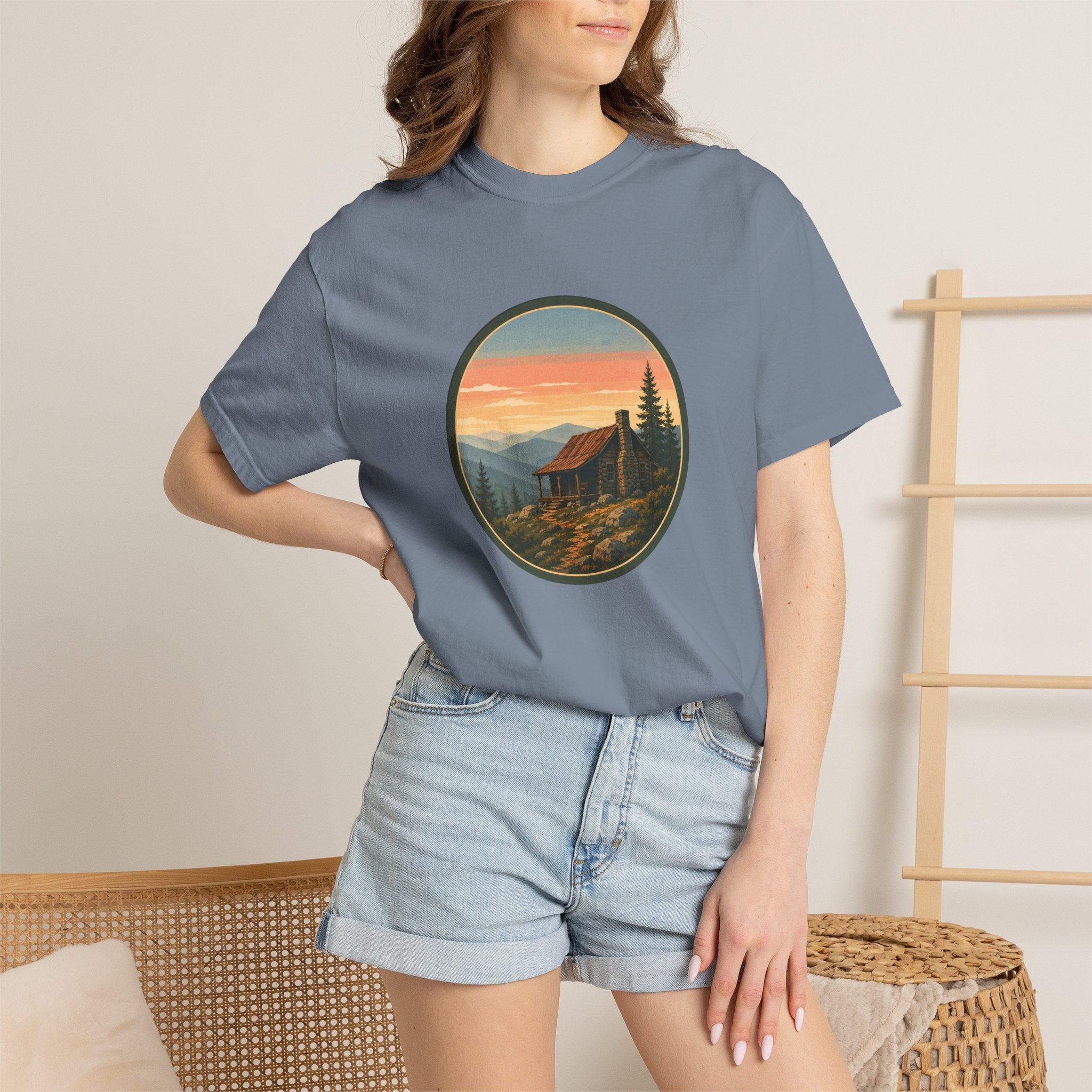 Sunset Cabin Mountain T-Shirt