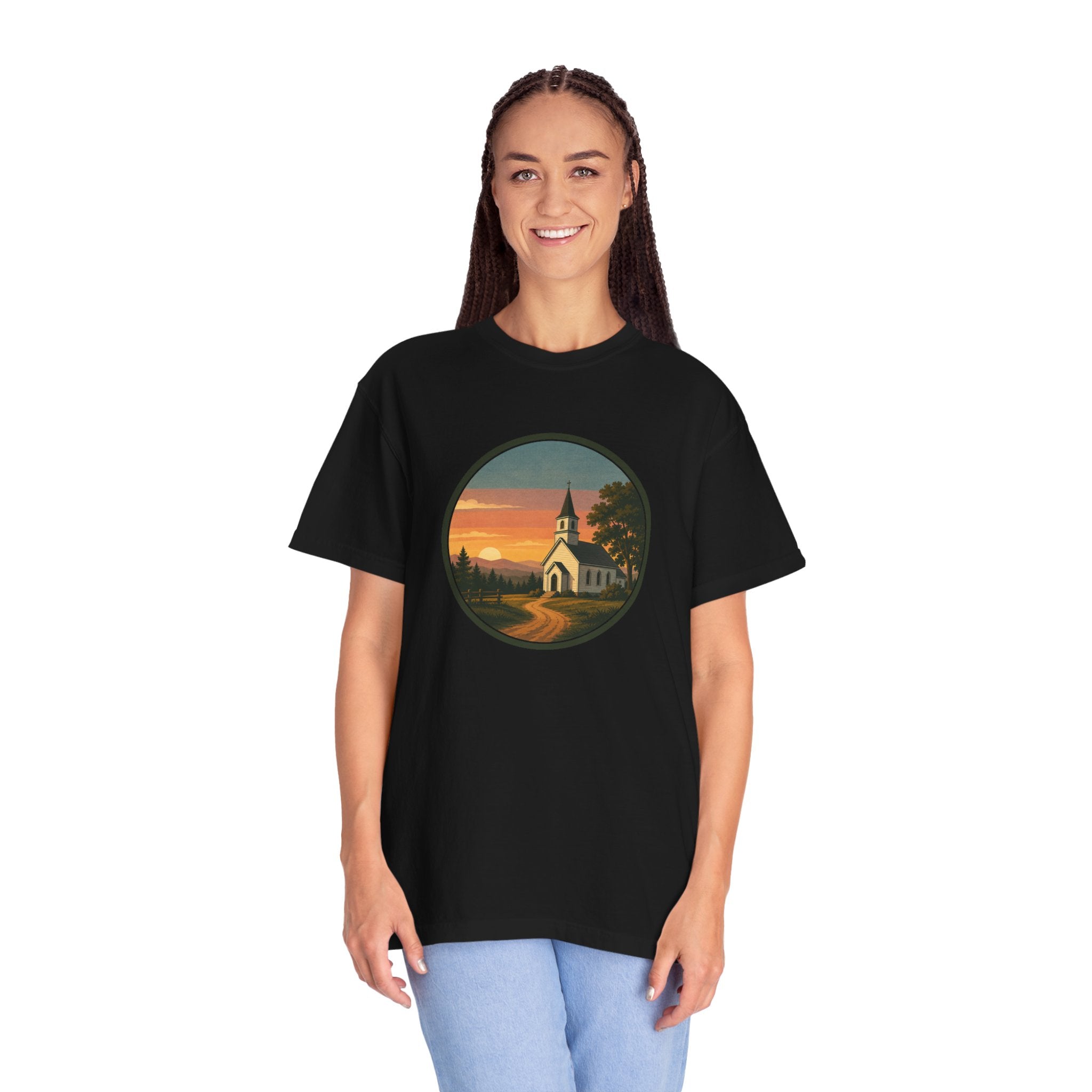 Vintage Church Sunset T-Shirt