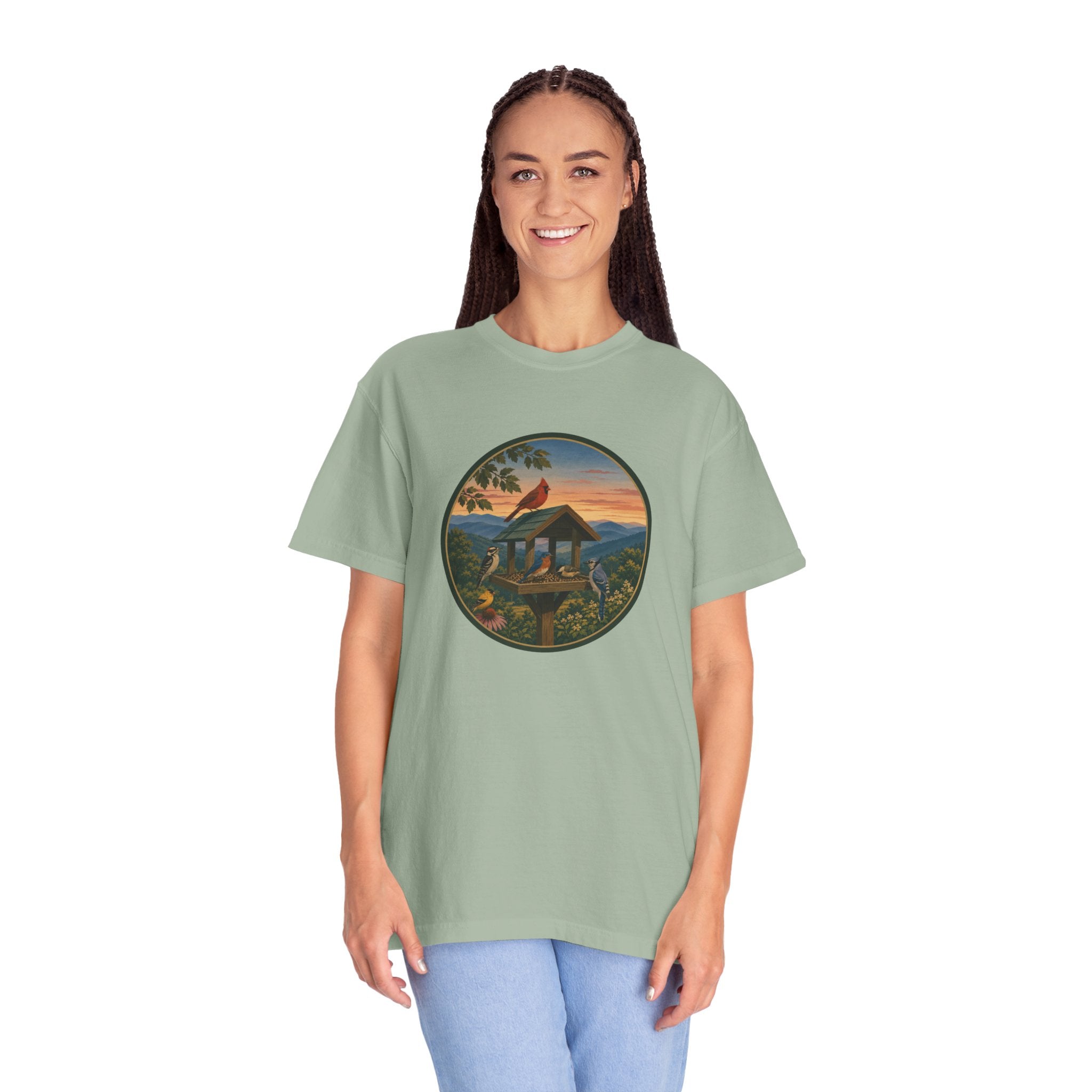 Sunset Bird Feeder Circle T-Shirt