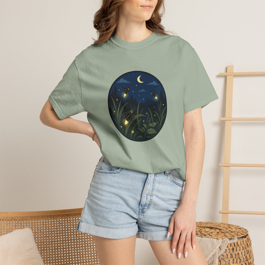 Firefly Night T-Shirt — Moonlit Meadow Graphic Tee