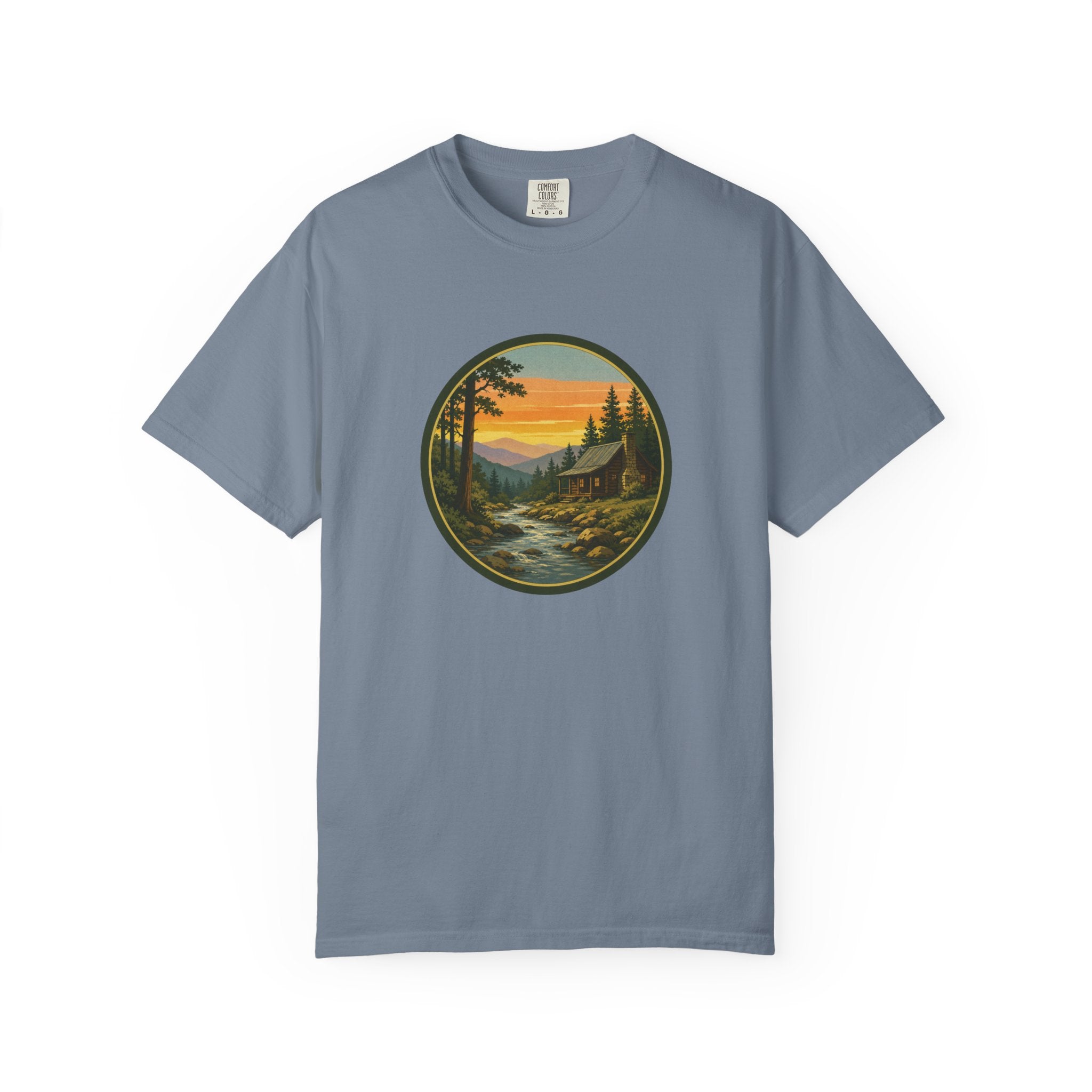 Nature Sunset River T-Shirt — Vintage Mountain Cabin Scenic Tee