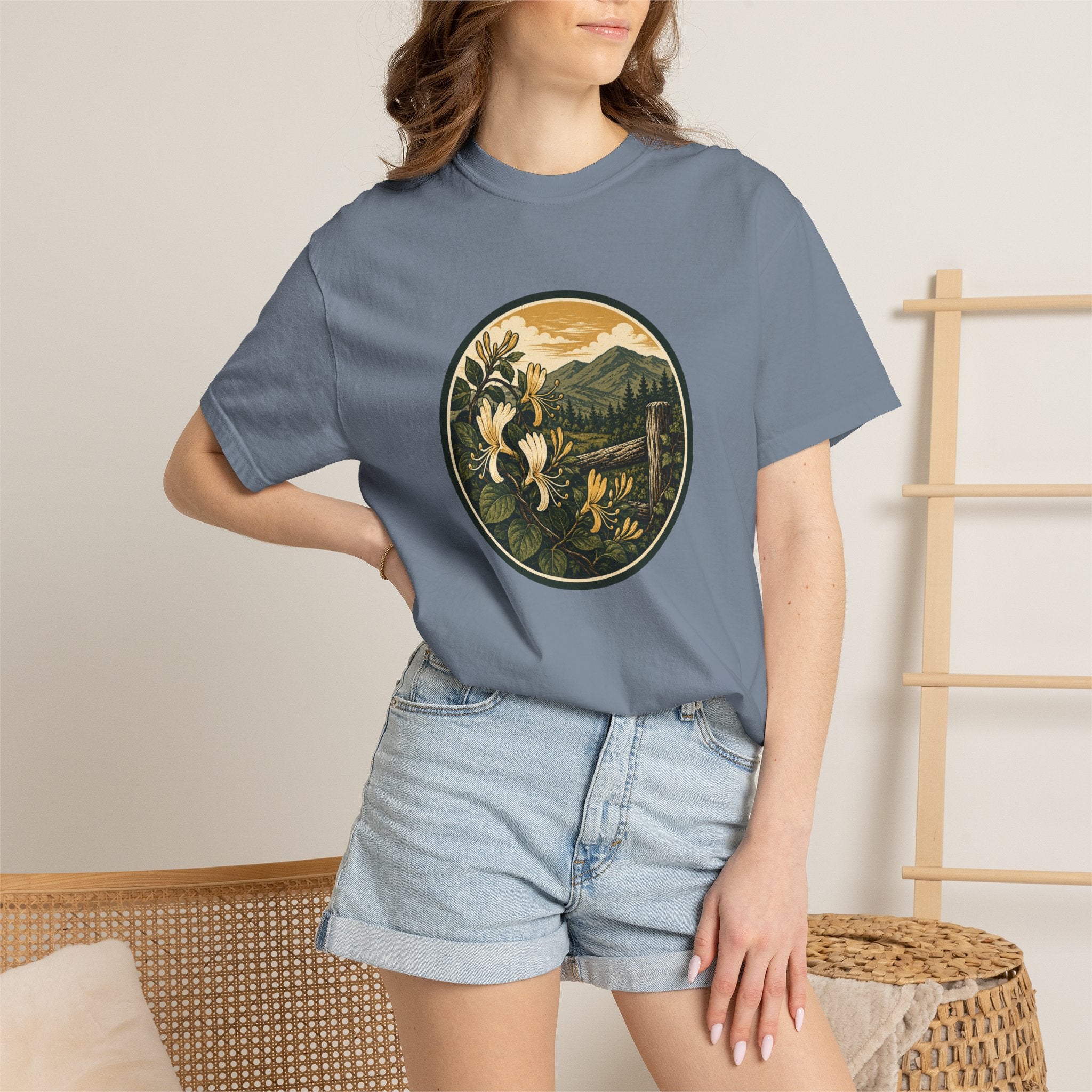 Nature Circle Graphic Tee — Mountain Honeysuckle Scenic T-Shirt